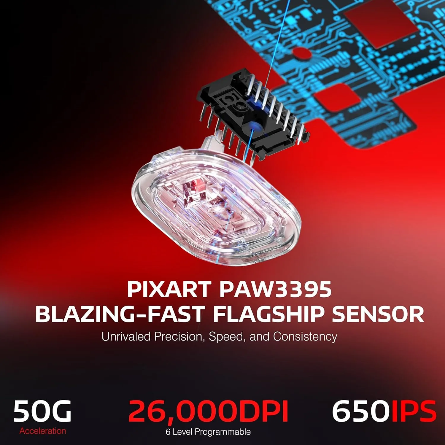 MANBASNAKE Attack Shark X3 49g Ultra-Lightweight Wireless Gaming Mouse, Red