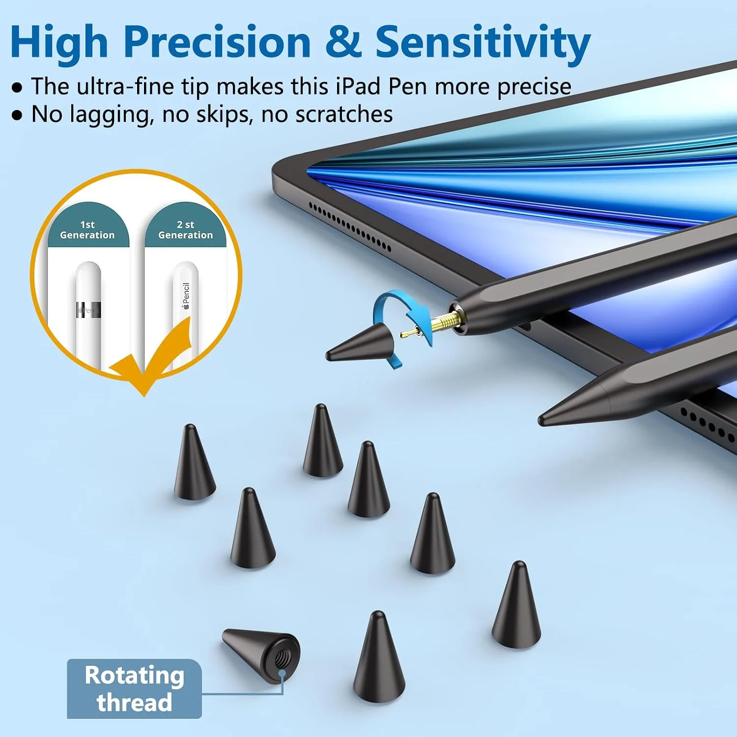 8 Pack Pencil Tips, Replacement Tips Only Compatible with Our KARFUN Pencil