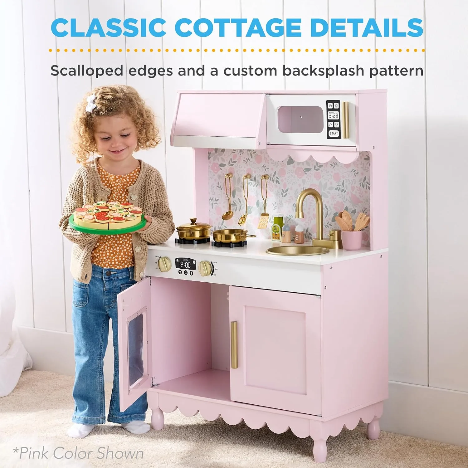 Best Choice Products Kids Wooden Cottage Play Kitchen for Toddlers, Butter