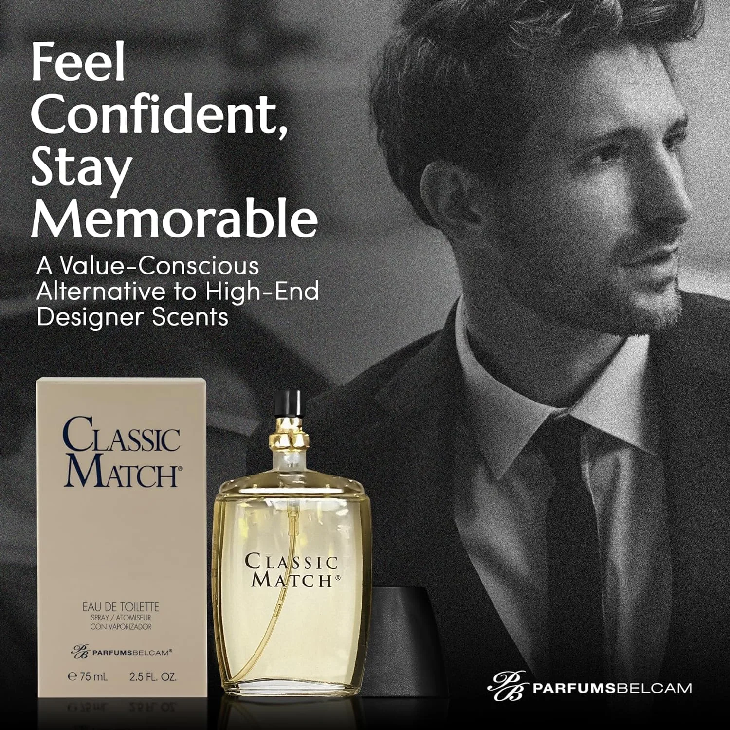 Belcam Beauty Classic Match Eau de Toilette for Men, 2.5 Fl Oz, Pack of 2