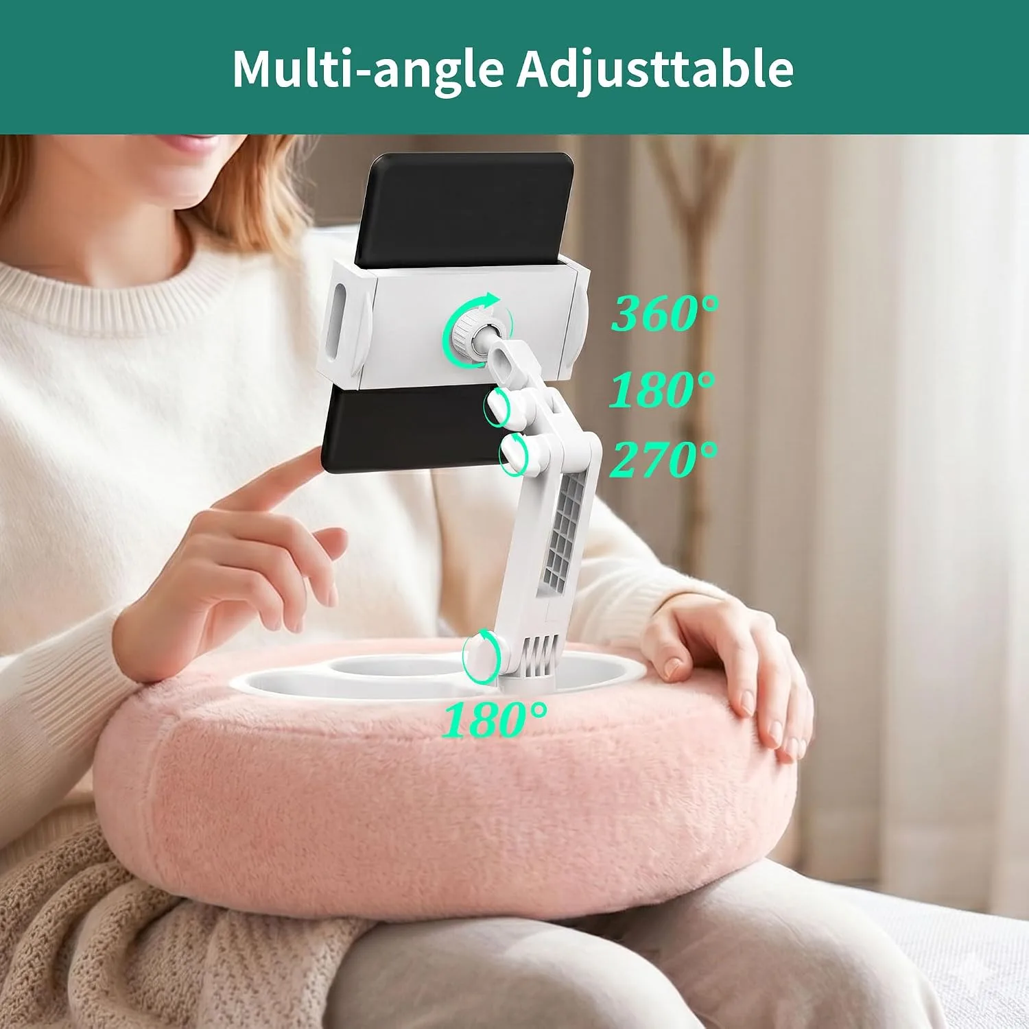 HomeMount Stable Tablet & Kindle Pillow Stand with Snack Tray, Pink