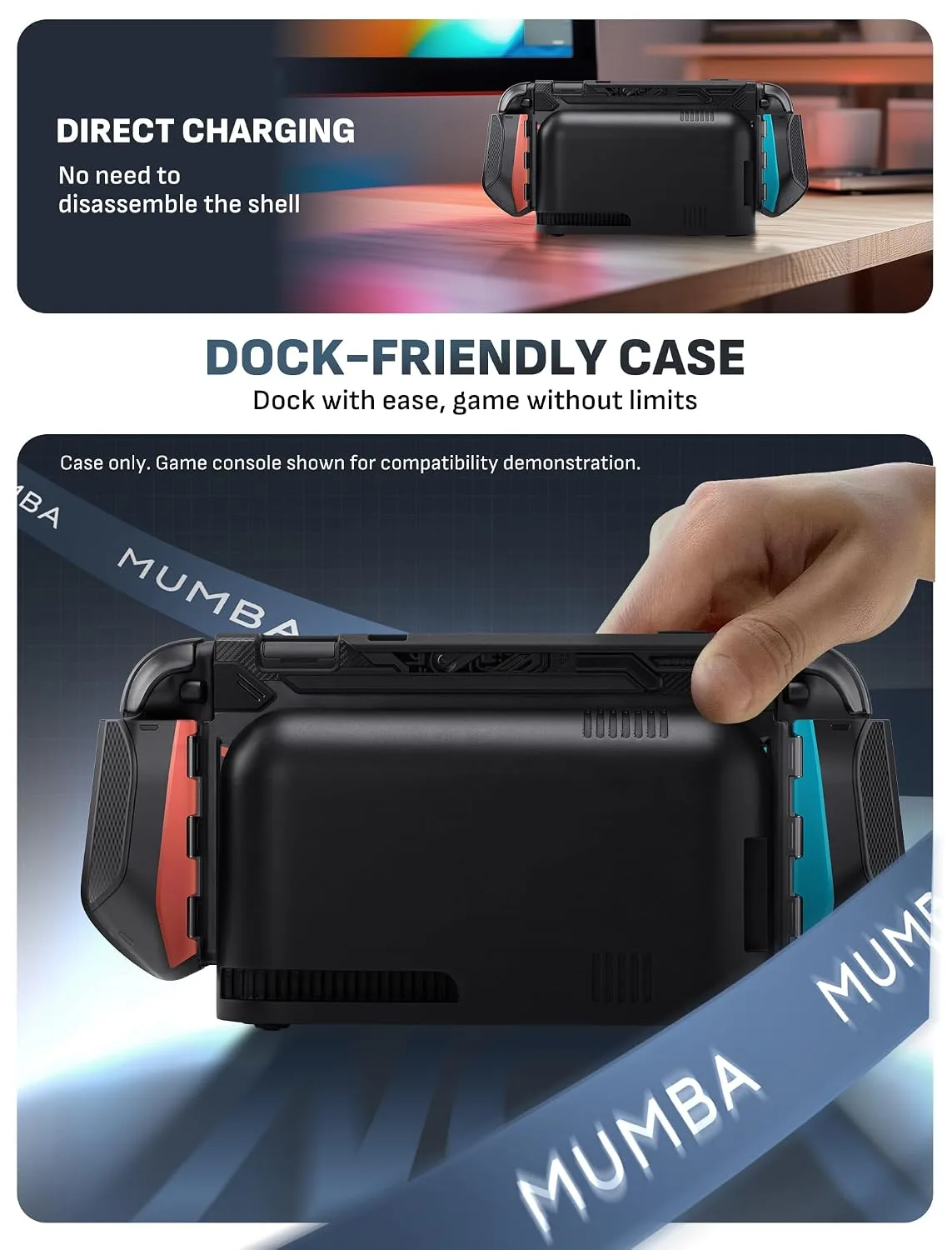 Mumba Dockable Protective Case for Nintendo Switch 2,Blade Series,Blue/Red