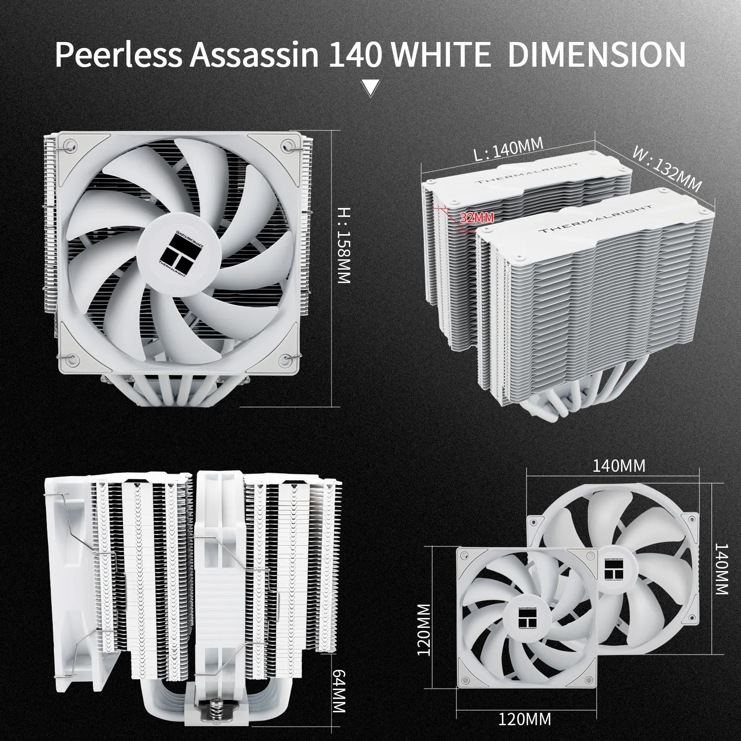 Thermalright Peerless Assassin 140 White CPU Air Cooler, 6 Heat Pipes