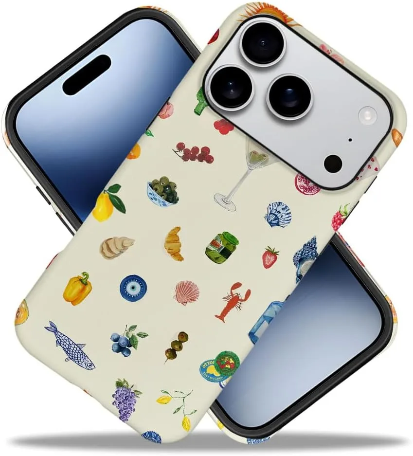Case Compatible with iPhone 18 Pro/iPhone 17 Pro,Fall Prevention Hybrid 2-Layer Hard Shell Phone Cover for Girls Boys,Aesthetic Fruit Lily Flower Fish