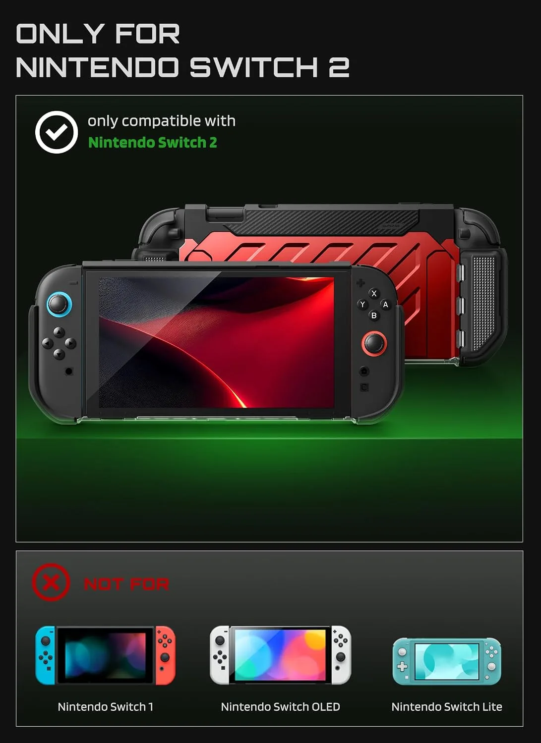 SUPCASE for Nintendo Switch 2 Case 2025, Joy Con Remove Friendly, Red