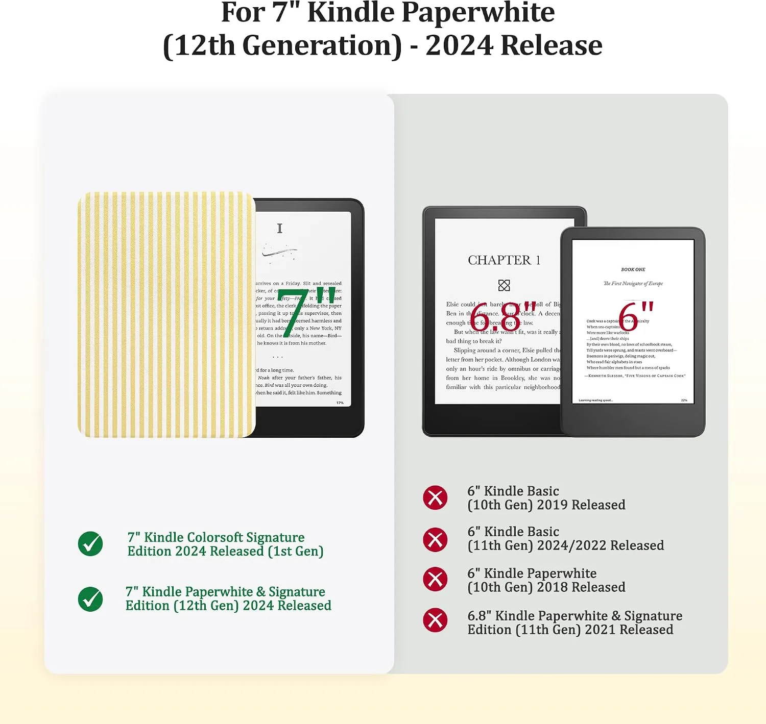 SESENSE Magnetic Case for 7'' Kindle Paperwhite 12th Gen 2024 & Colorsoft
