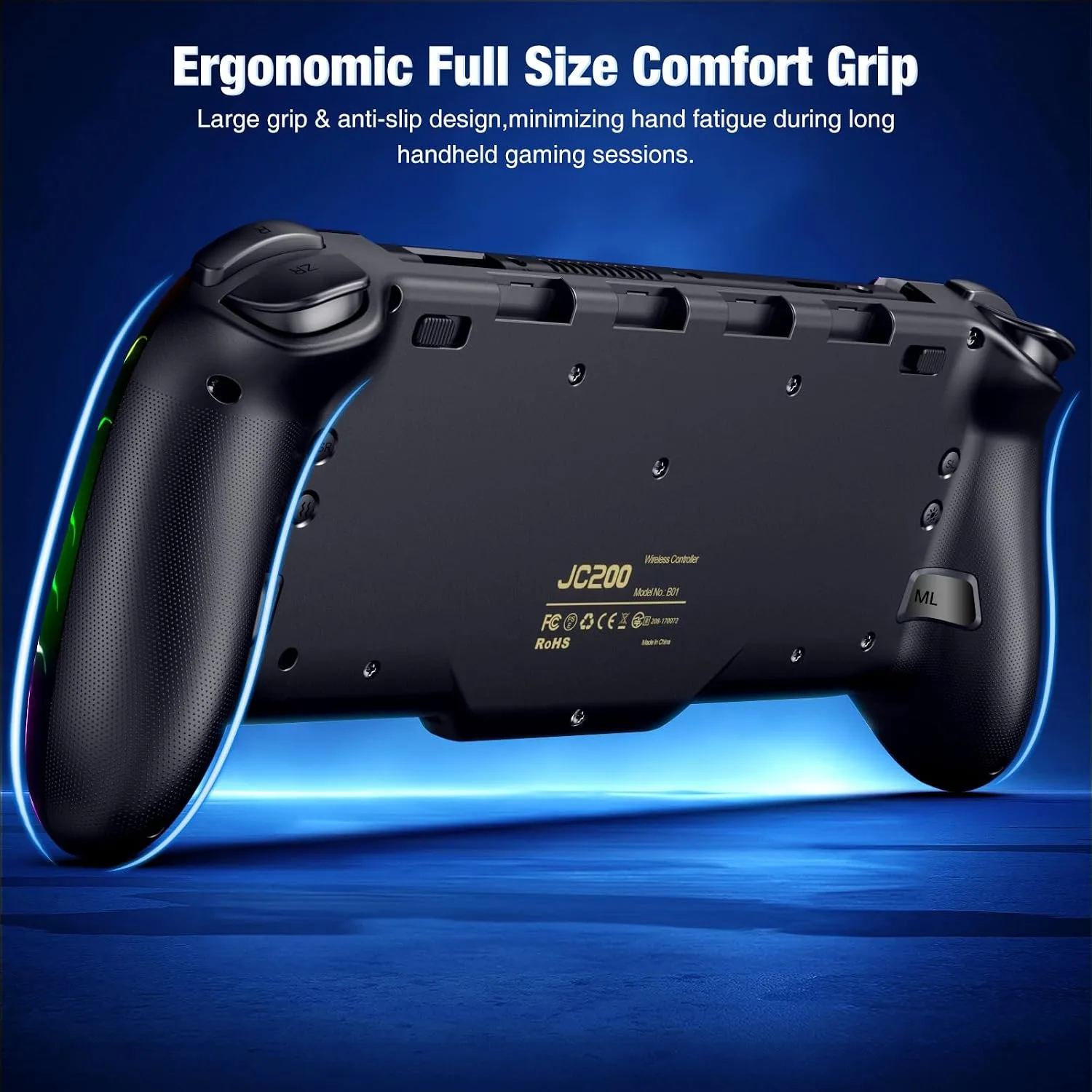 Spican Switch Controllers, Hall Effect Wireless Switch Controler for Handheld Mode, One-Piece Switch Remote with RGB/Battery/Turbo/Programmabl for Nintendo Switch Games