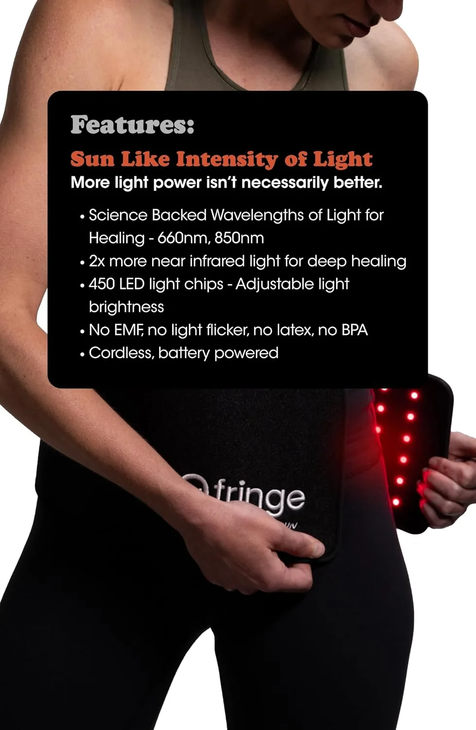 Fringe Red Light Therapy Long Wrap, Wireless, 660nm & 850nm Infrared