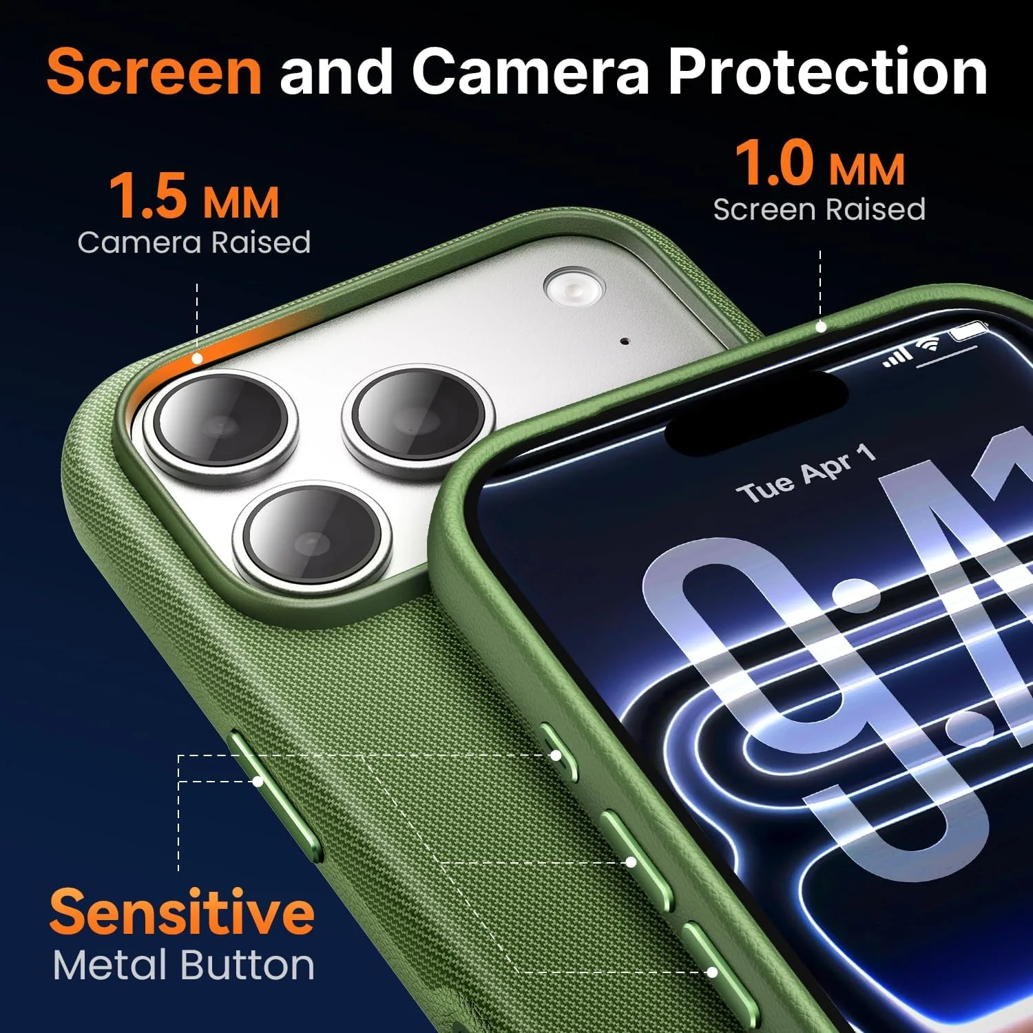 Mkeke for iPhone 18 Pro Max Case Techwoven Green