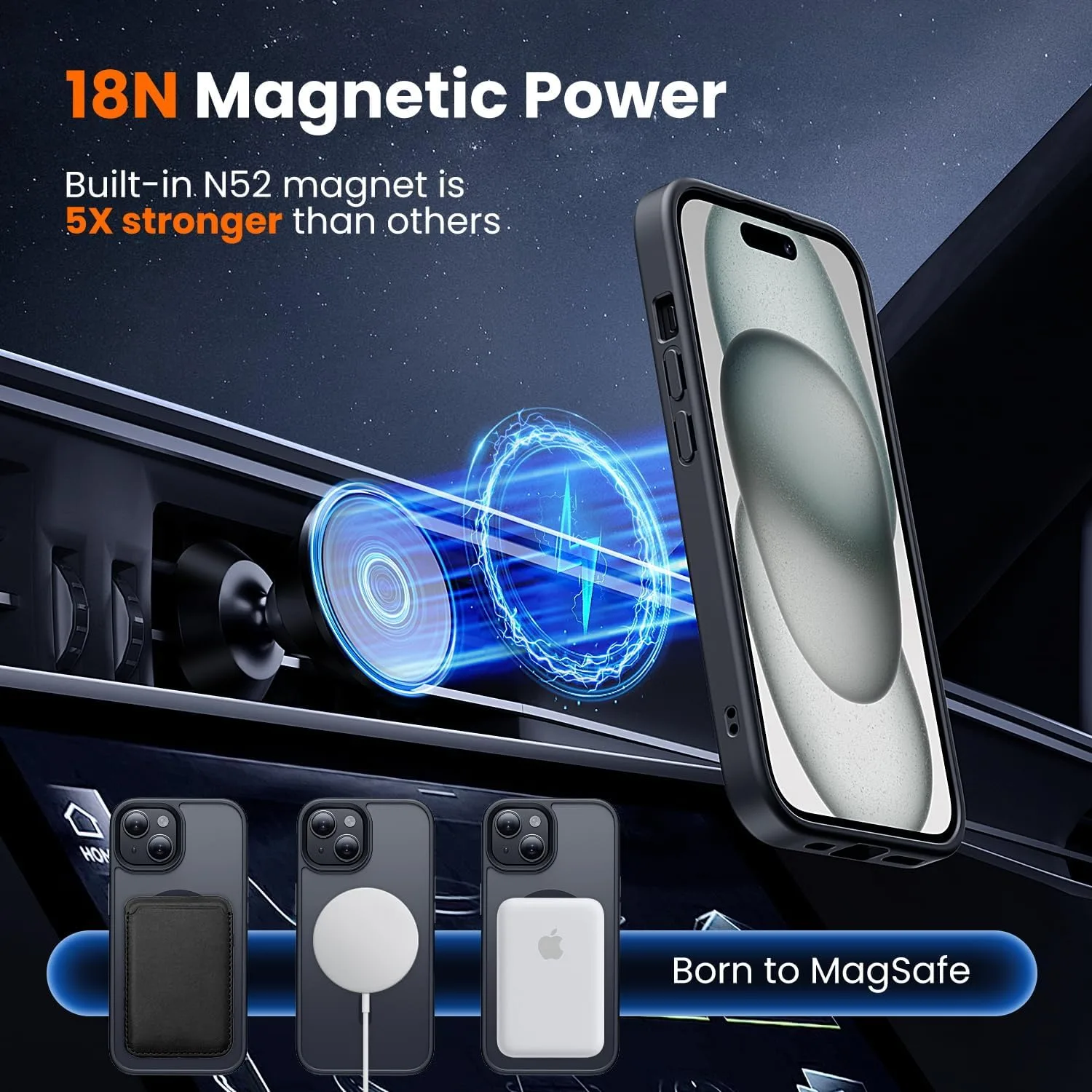 toushion 3 in 1 for iPhone 15 Plus Case Matte Black