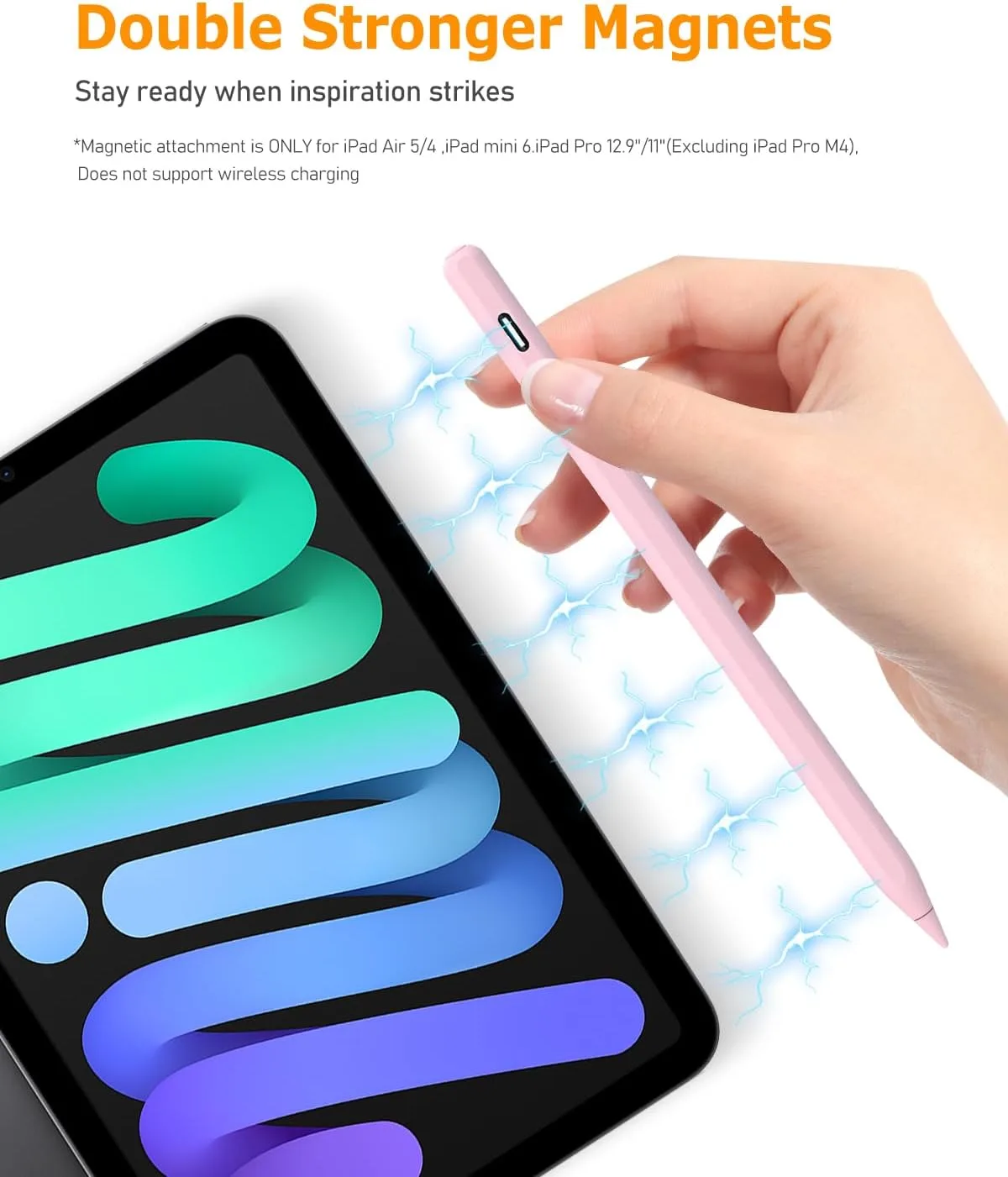 Pink Stylus Pen for iPad Pro Air Mini 2018-2026, Palm Rejection Fast Charge