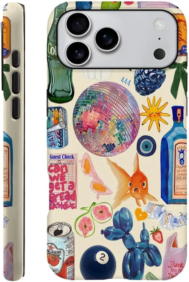 Case Compatible with iPhone 18 Pro Max/iPhone 17 Pro Max,Fall Prevention Hybrid 2-Layer Hard Shell Phone Cover for Girls Boys,Collage European Disco