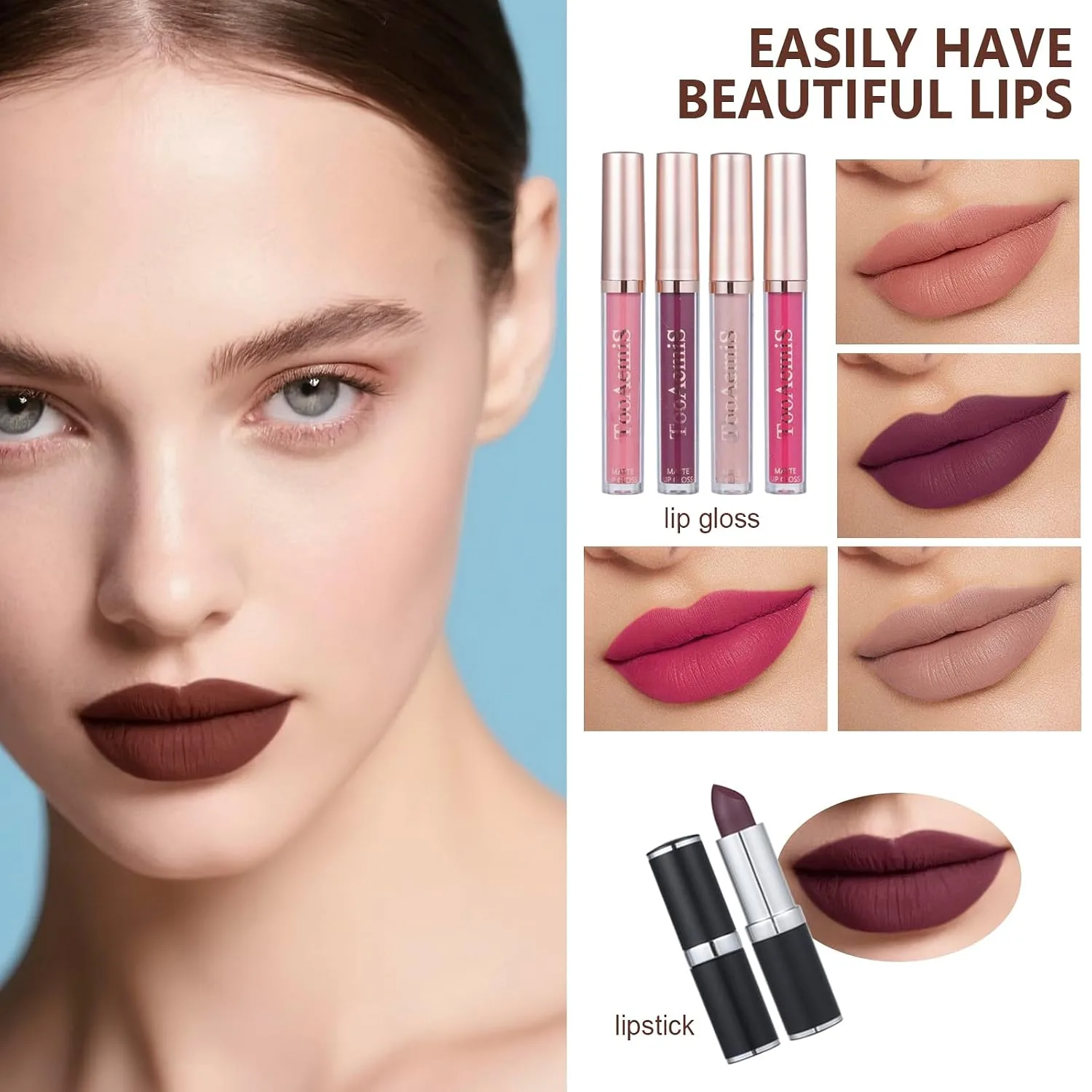 All in One Makeup Kit Makeup Kit for Women Full Kit Multipurpose Makeup ，eyeshadow、 liquid foundation,Loose powder,Eyebrow pencil,4-color lip gloss set