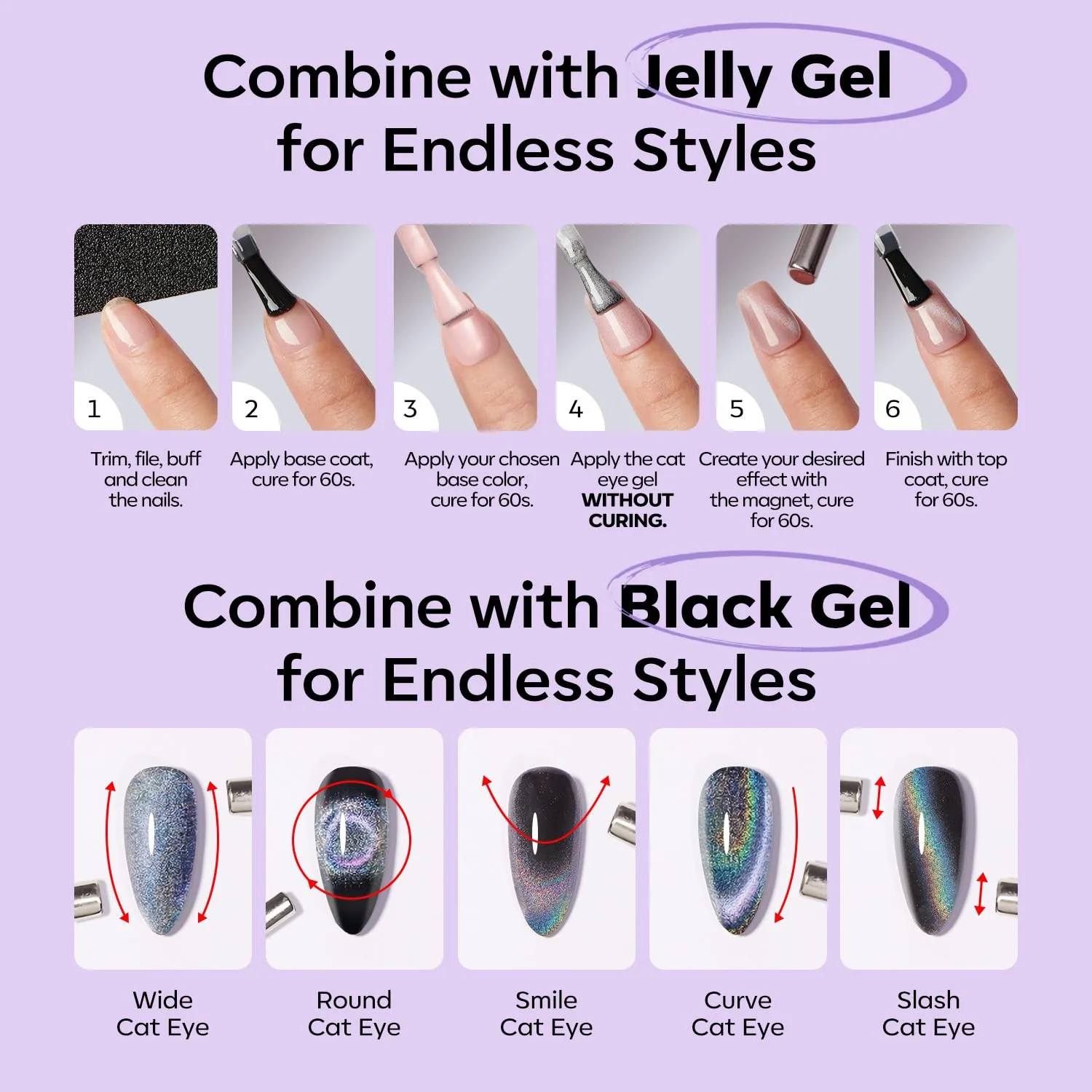 modelones Cat Eye Gel Nail Polish,Glitter Purple Gel Polish