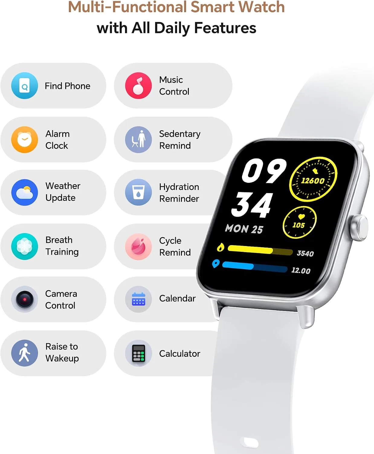 Smart Watch for Women/Men, Bluetooth Calling, Alexa built-in, iOS Android