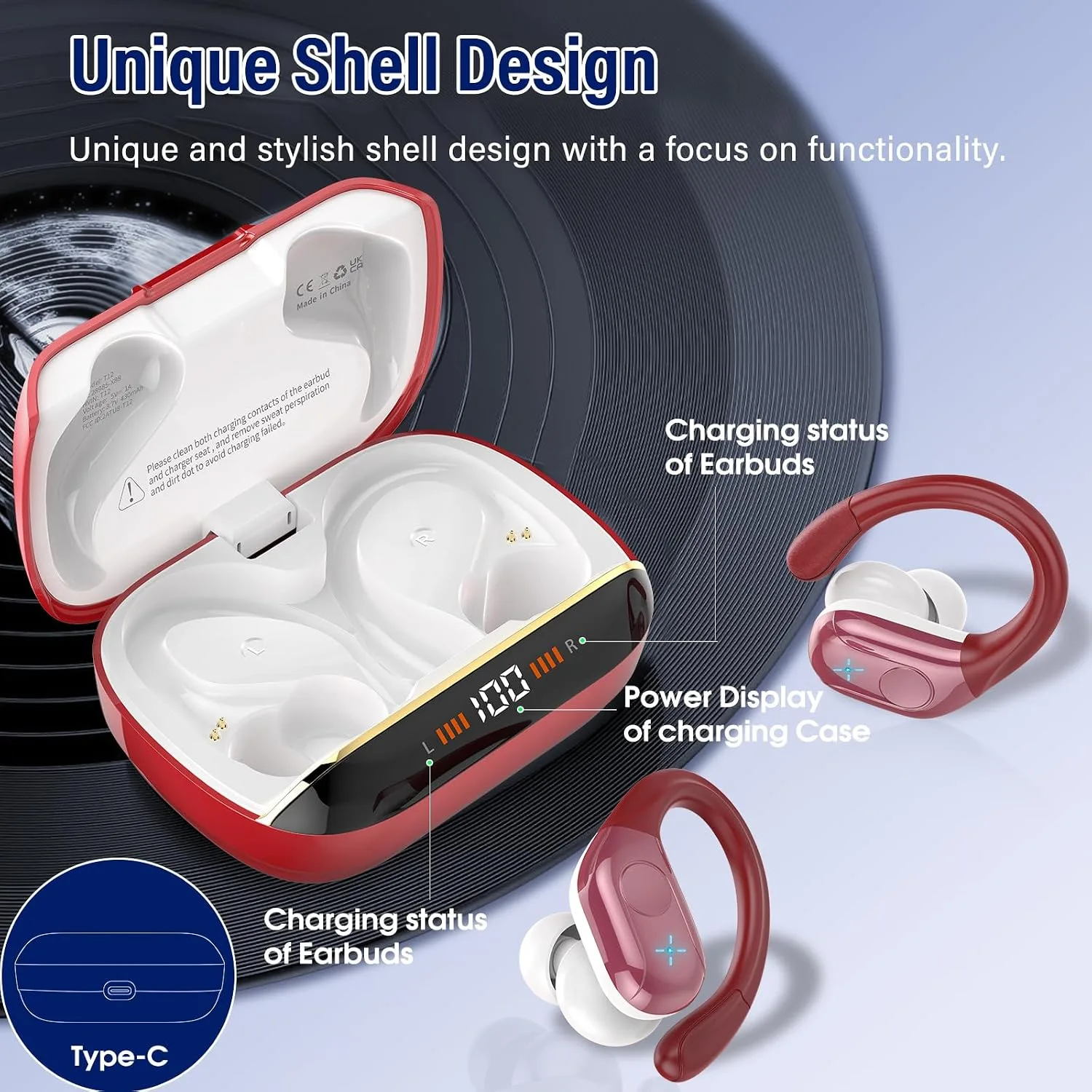 Wireless Earbuds Sports, 75Hrs Bluetooth 5.4 Headphones, Bass Hi-Fi Stereo