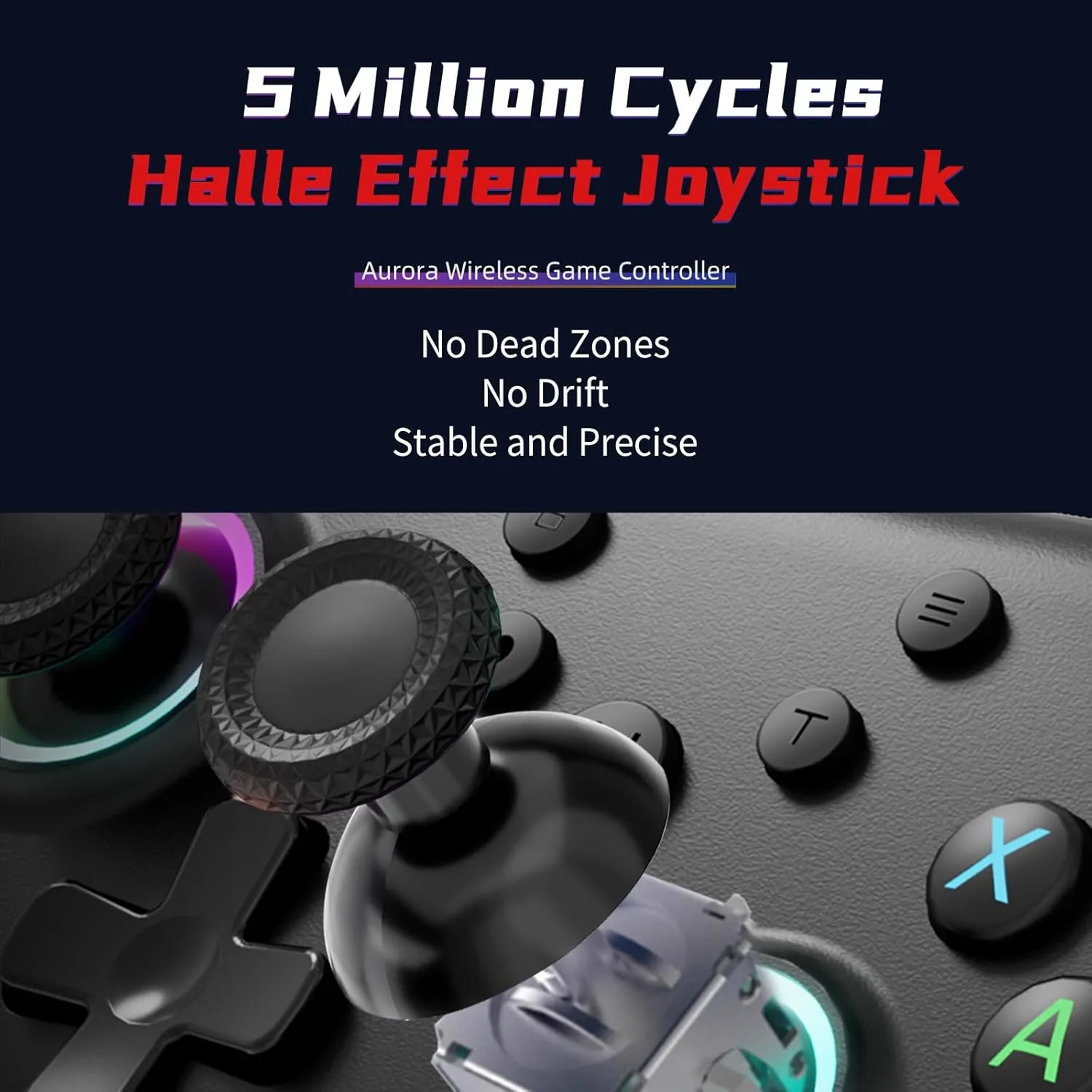 AceGamer Aurora II 2.4G Wireless Bluetooth Controller for PC/Android/Switch/iOS/Switch 2/Steam Deck with Rotary Motors, RGB Hall Effect Joysticks - Upgraded PC Gaming Controller and Back Buttons Lock