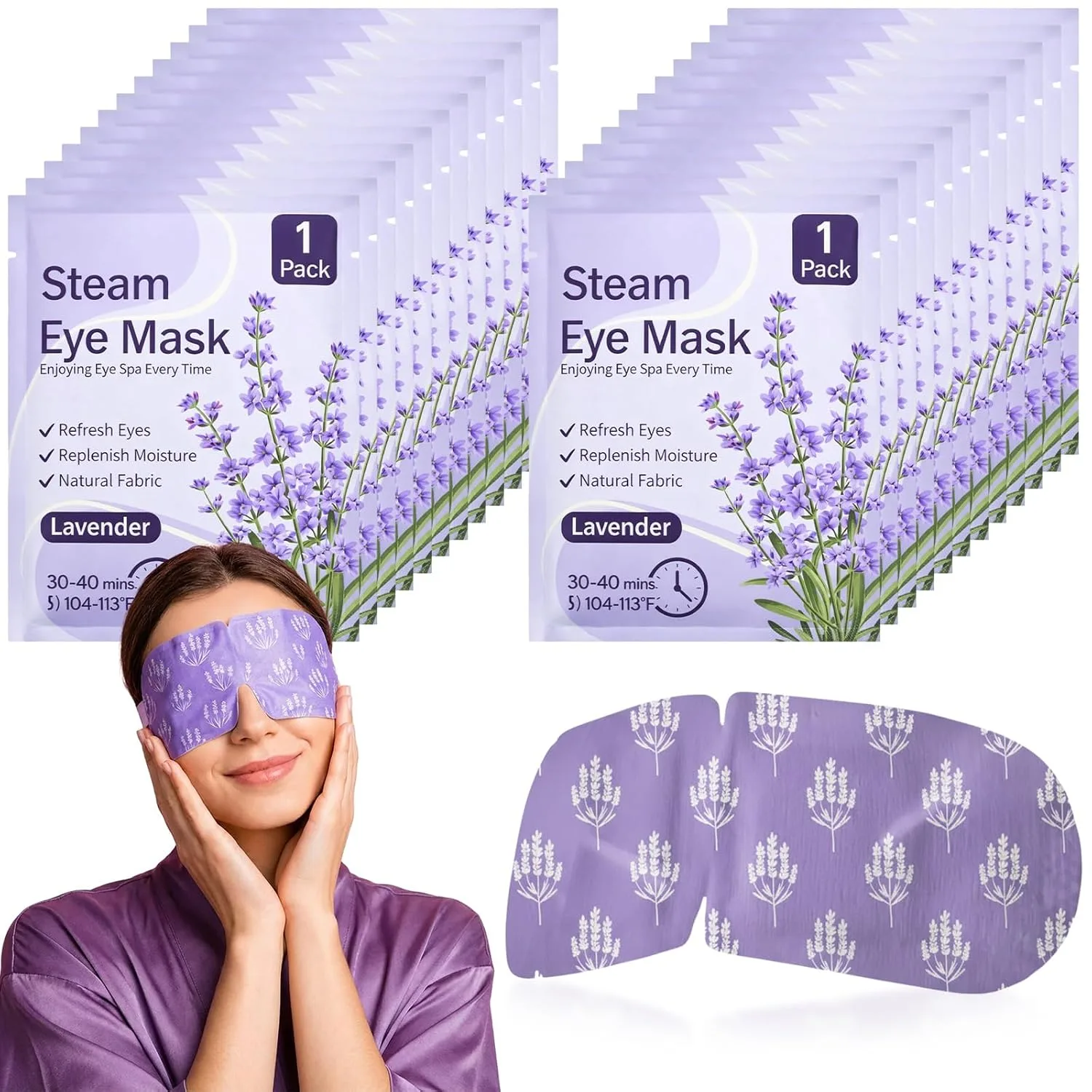 50 Pcs Steam Eye Masks for Dry Eyes Bulk Lavender Self Heated