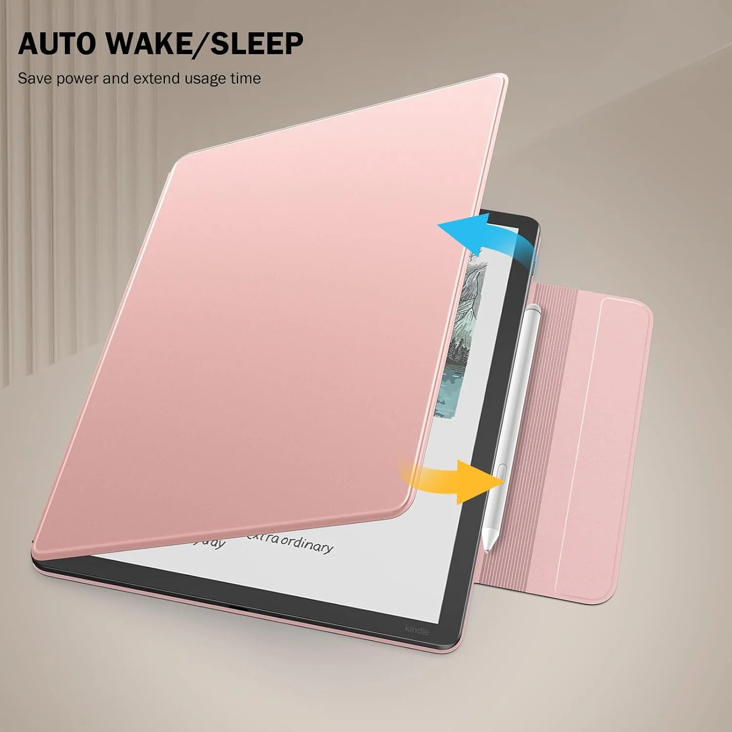 MoKo Magnetic Case for 11" Kindle Scribe 3rd & Colorsoft 1st, Rose Gold