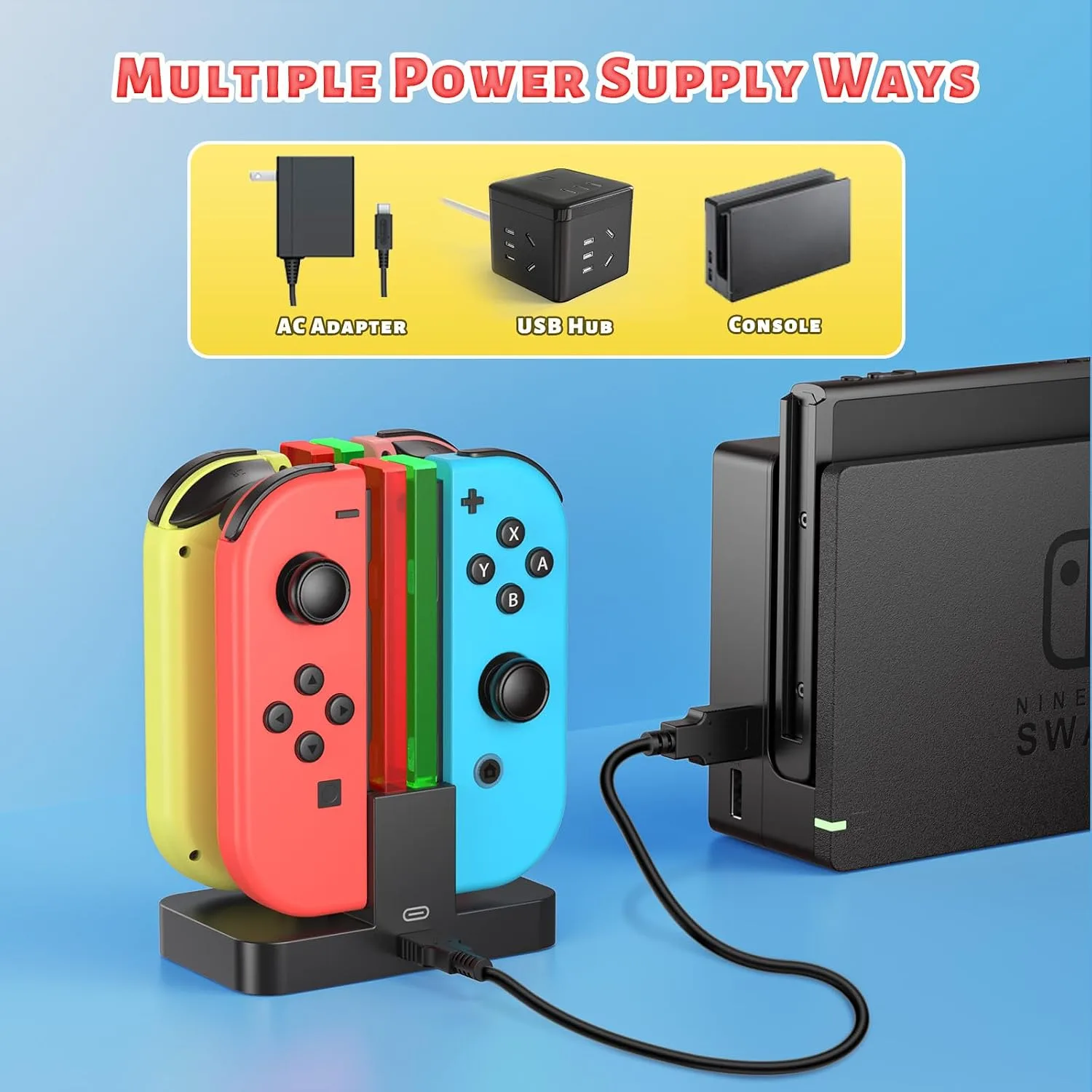 FASTSNAIL Switch Controller Charging Dock for Nintendo Switch for JoyCons