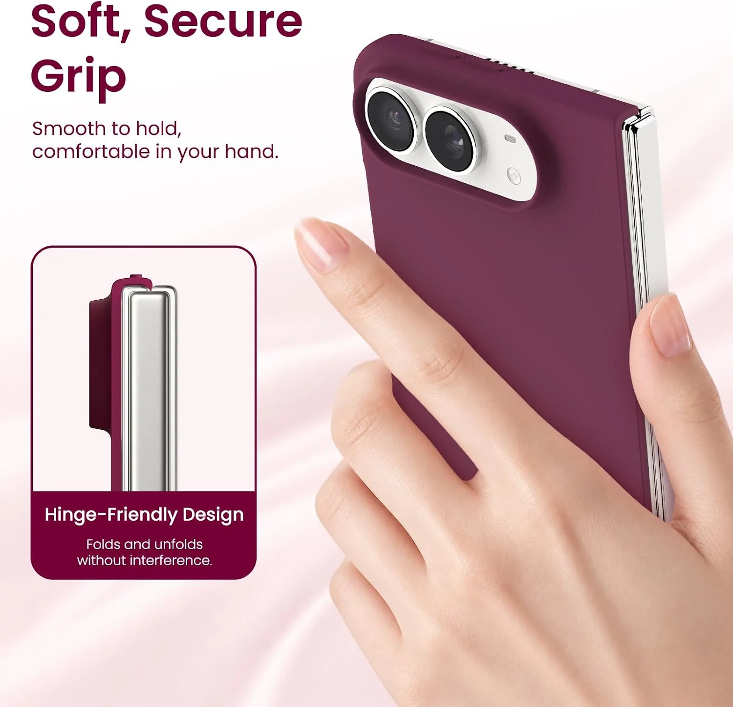 ORNARTO for iPhone Duo Case,Magnetic Slim Liquid Silicone,Wine Red