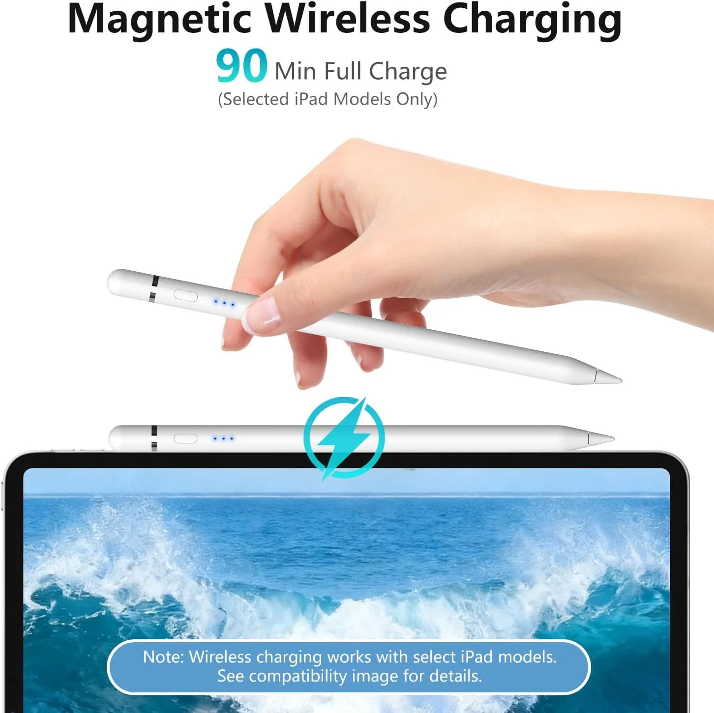 【2Pack】 Stylus Pen for iPad 2018–2026, Wireless Charging iPad Pencil 2nd Generation &1st Generation with Tilt Sensitivity& Palm Rejection, 2X Fast Charge Pencil for iPad A16 Pro 11/12.9/13, Air, Mini