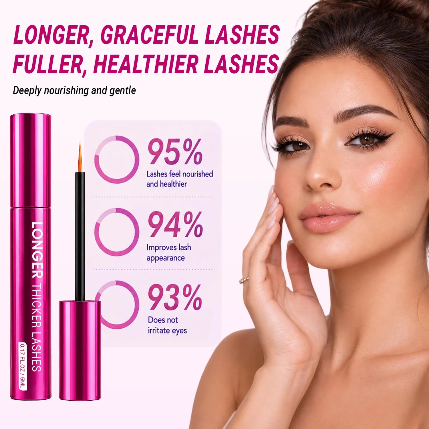 Nshcne Eyelash Growth Serum-2 Pack Peptides Formula for Fuller Lashes,Brows,10ml A