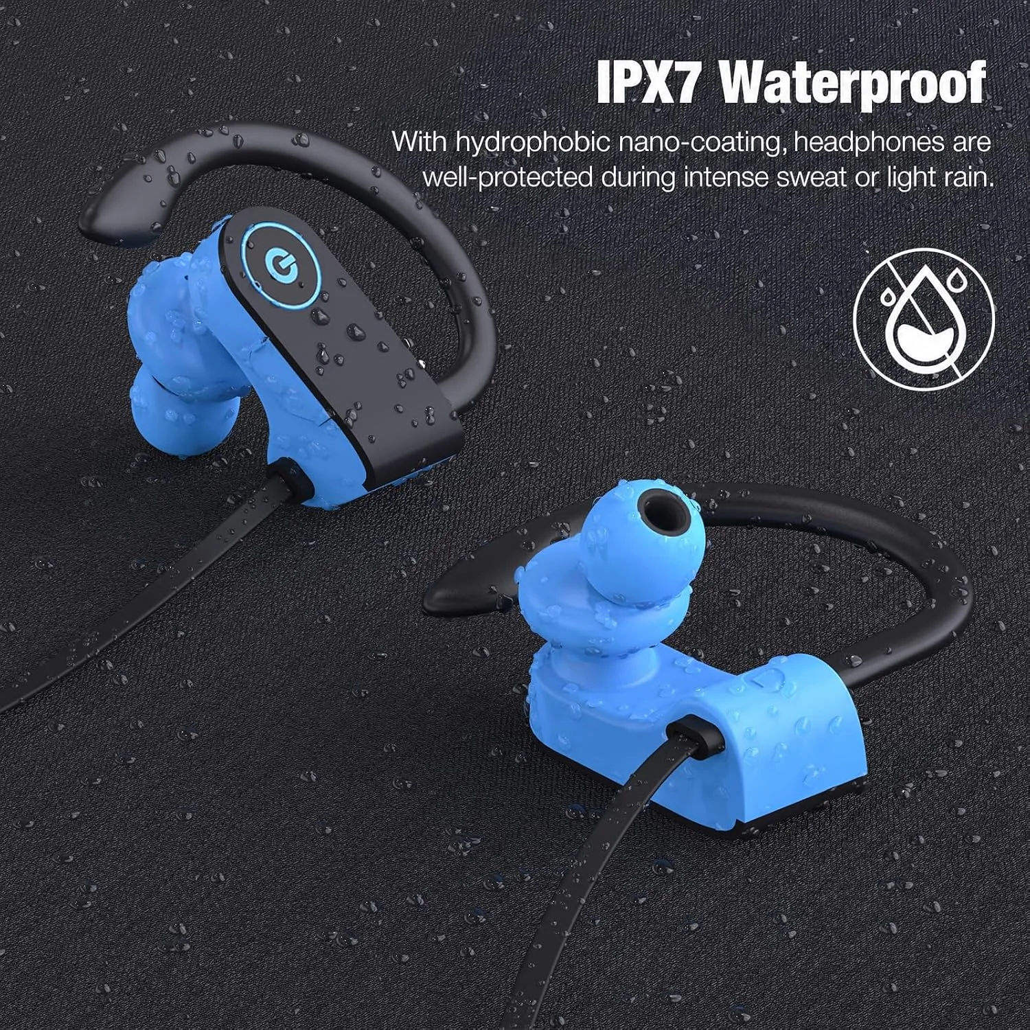 JOYWISE Bluetooth Headphones, Wireless Headphones 16H Playtime Wireless Earbuds with Mic Stereo in-Ear Earphones, IPX7 Waterproof Sports Headphone Sound Isolation Headsets for Running, Workout Blue