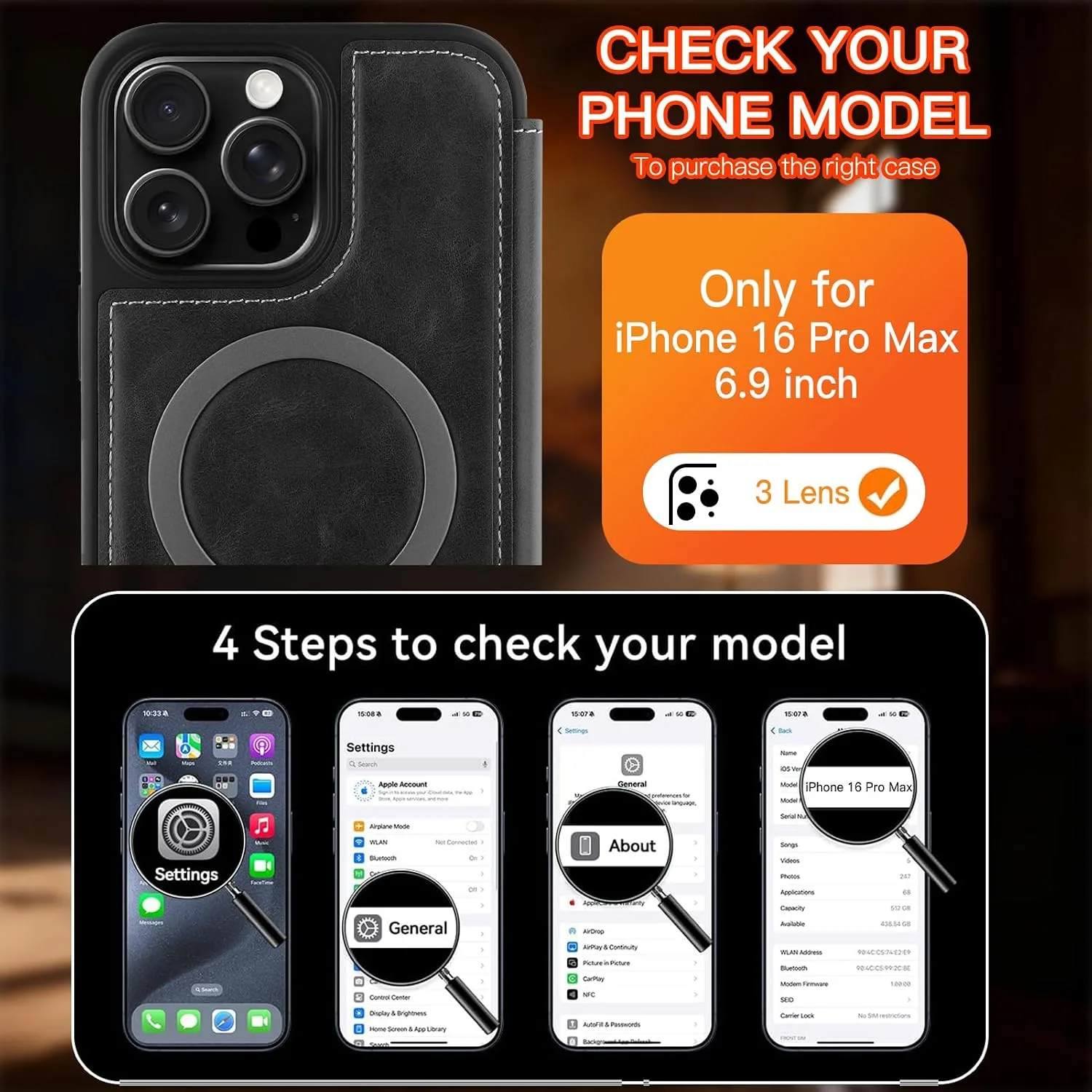 Wallet Phone Case Crafted for iPhone 16 Pro Max Gray