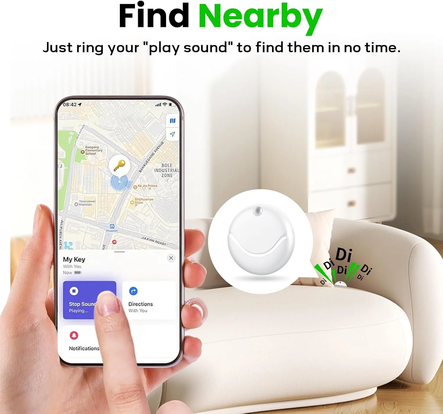 Hoxe Dual System Air Tracker Tags for iOS & Android, Key Finder Locator (White/4Pack, 4 Pack)