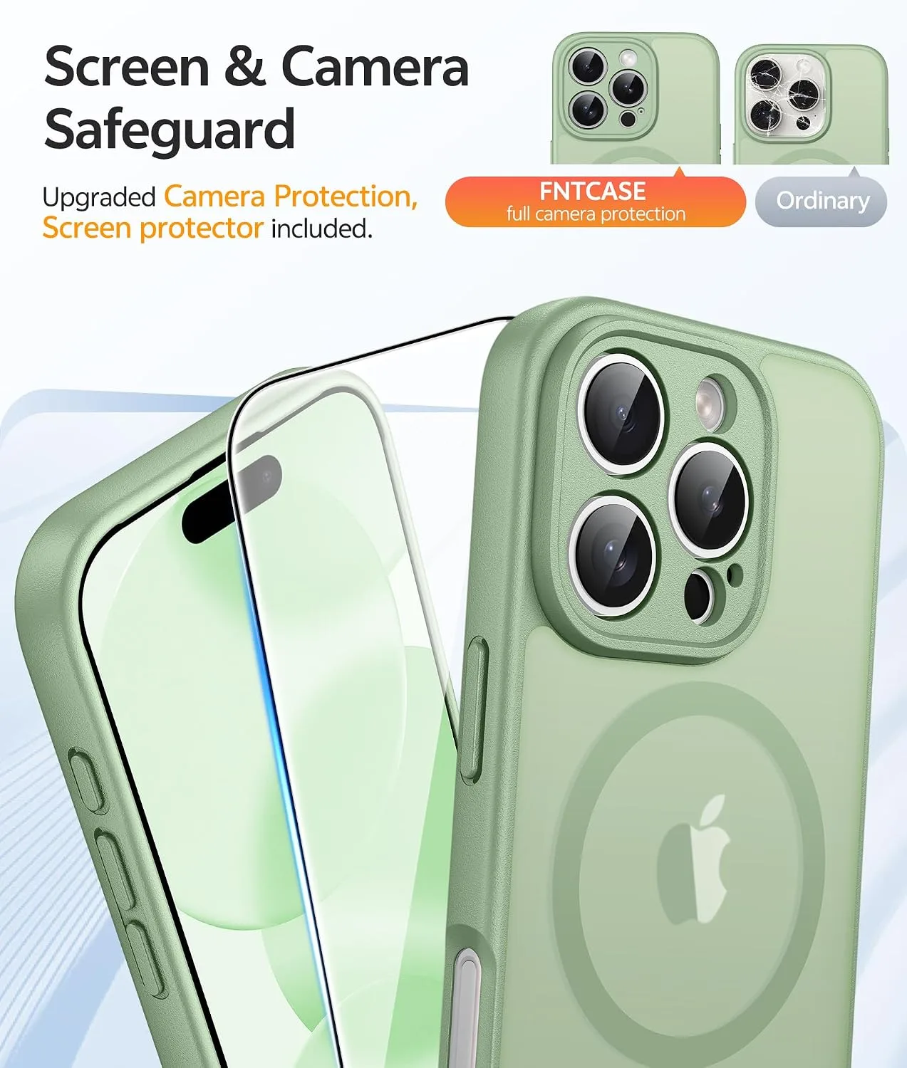 FNTCASE for iPhone 16 Pro Max Case, Fit for Magsafe, Light Moss