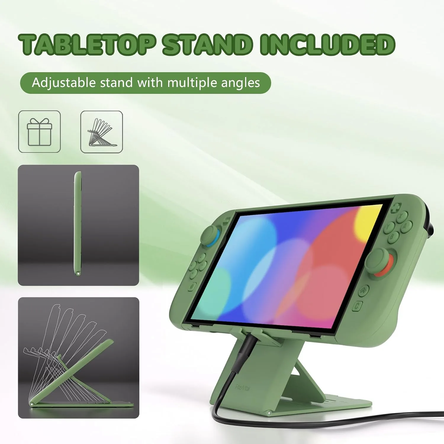 PlayVital Hard Case for Nintendo Switch 2 with Extra Stand & Thumb Grip Caps | Split Design, Dockable Protective Full-Body Shell Cover for Nintendo Switch 2 | Solid Color Series, Matcha Green