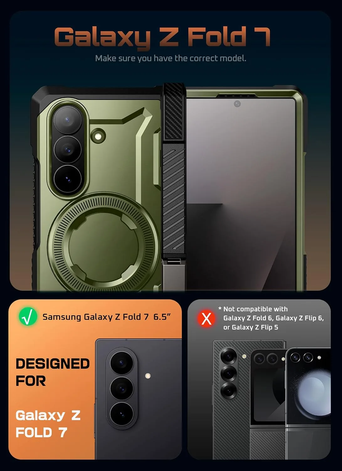 SUPCASE for Samsung Galaxy Z Fold 7 Case with Kickstand, Guldan