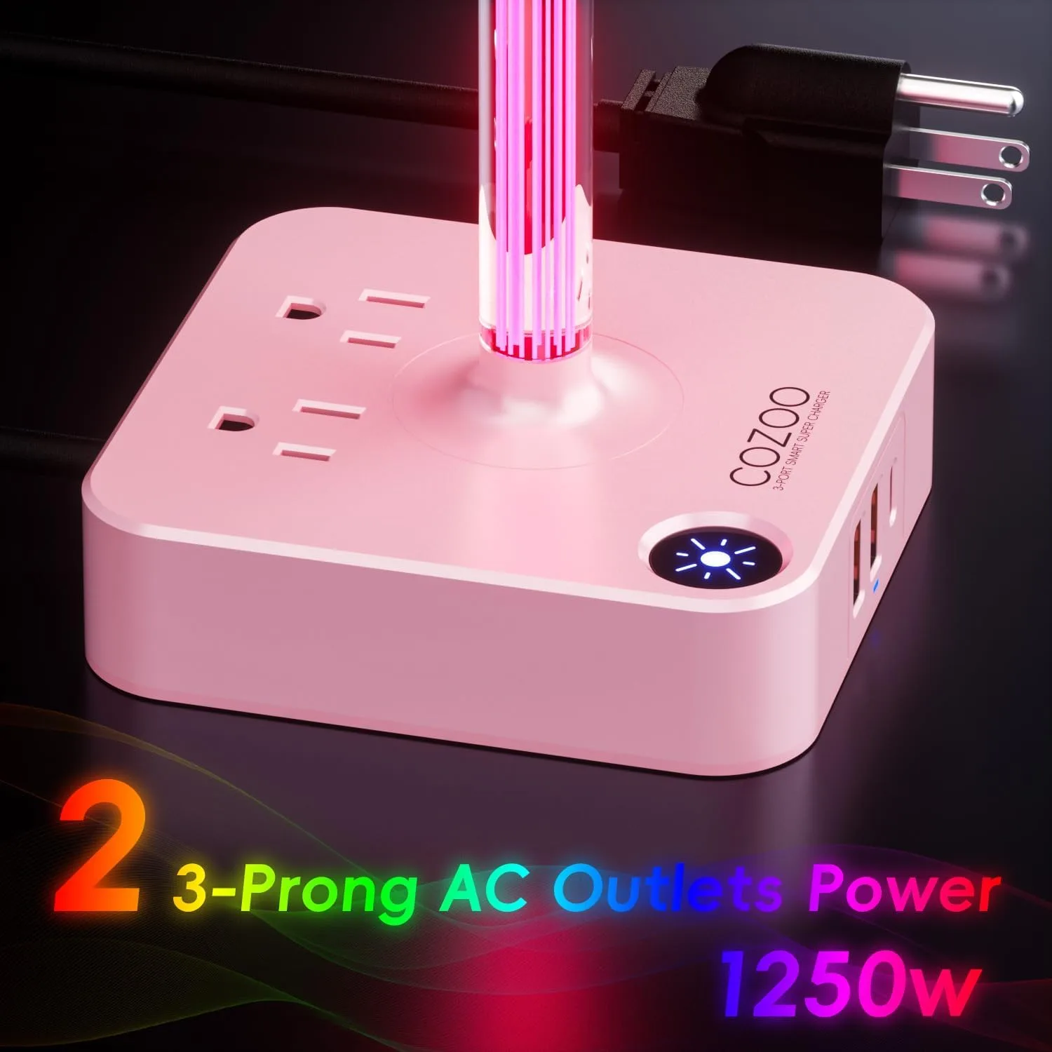cozoo Headphone Stand with Charger, USB C, Gifts for Gamers Men, Pink Pro