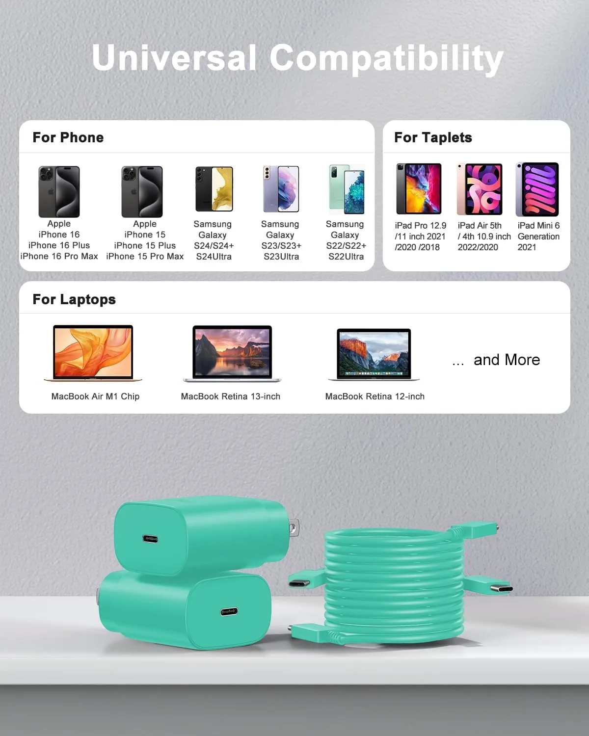 Type C Charger Fast Charging, 2Pack [10FT&6FT] Long USB C Cable with 25W Phone Super Fast Charger Block Compatible with Galaxy S26+/S25 Ultra,iPhone 18/17/16/Air/Plus/Pro Max/Duo