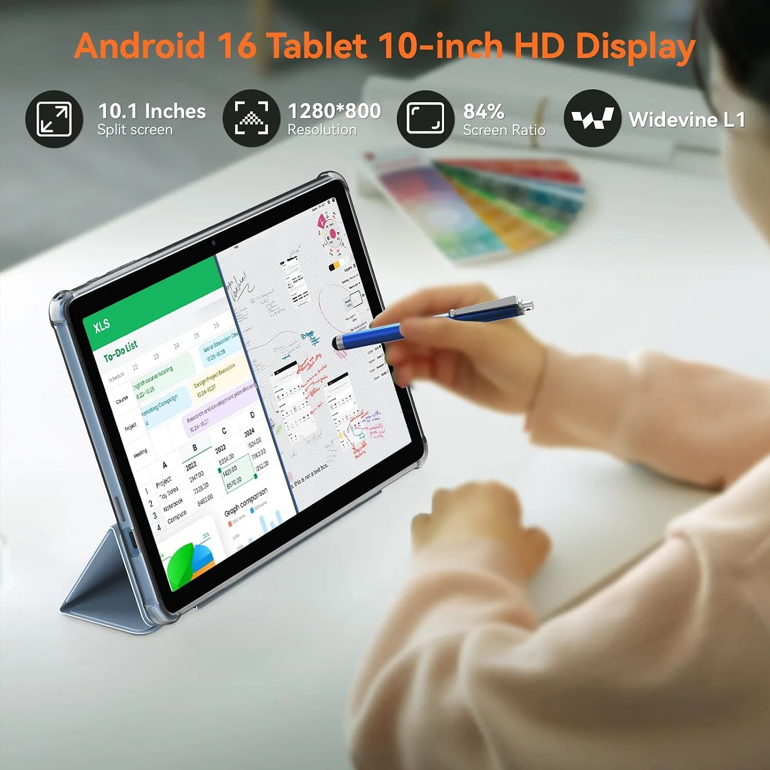 Tablet, 10 Inch Tablet With Keyboard, Android 16 Tablet, 24GB RAM 256GB ROM