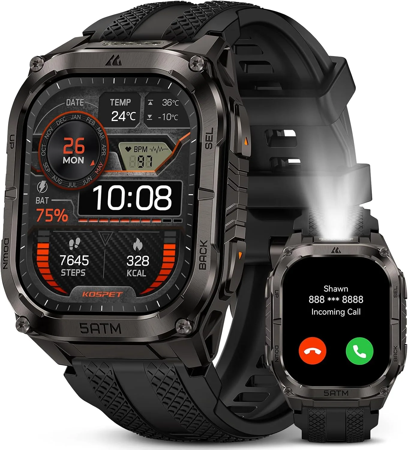 KOSPET Tank M4C Smart Watch Rugged, Dual-Band GPS, 5ATM & IP69K Waterproof