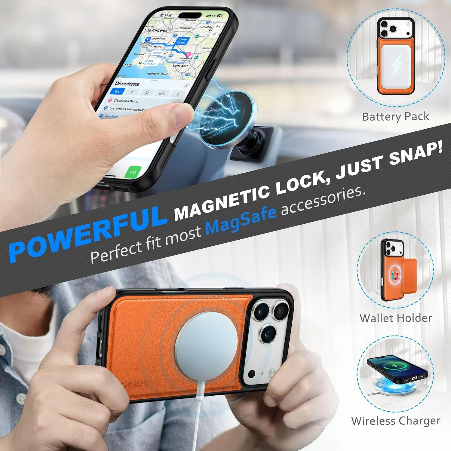 SHIELDON Detachable Wallet Case for iPhone 18 Pro Max/17 Pro Max, Orange