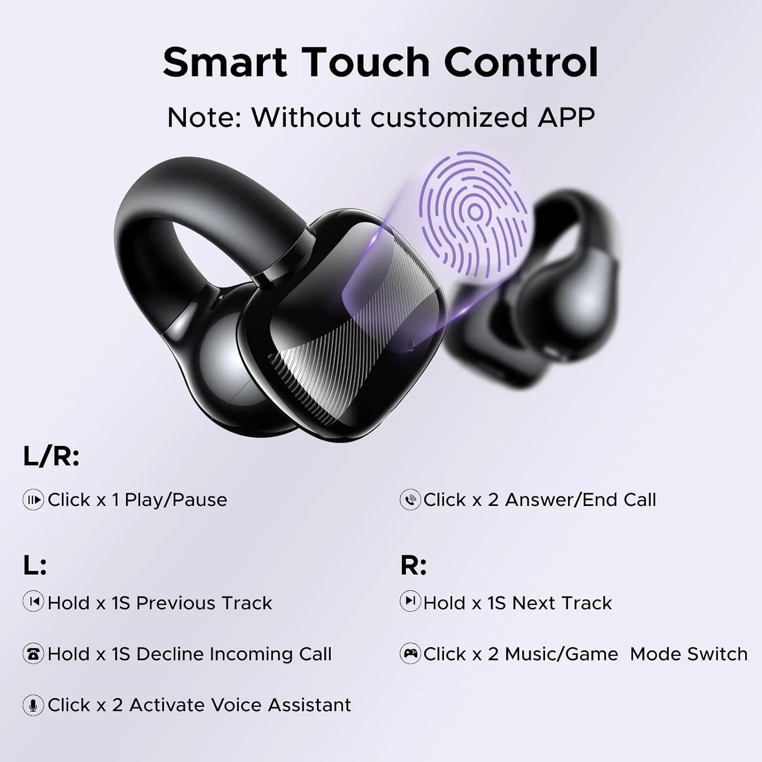 UGREEN HiTune S3 Open Ear Earbuds, Bluetooth 5.4, Clip on Earbuds, Black