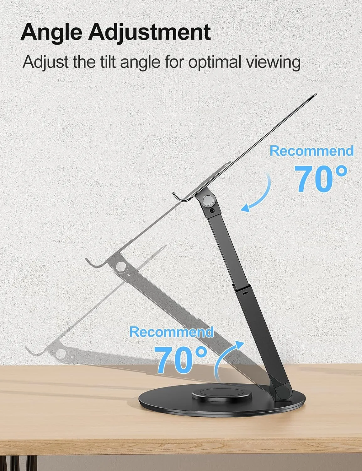 tounee Telescopic Laptop Stand for Desk with 360° Swivel Base, Sit to Stand, Height Adjustable, Portable Riser Holder for Good Posture, Compatible with MacBook Pro, All Laptops 10-17" - Black