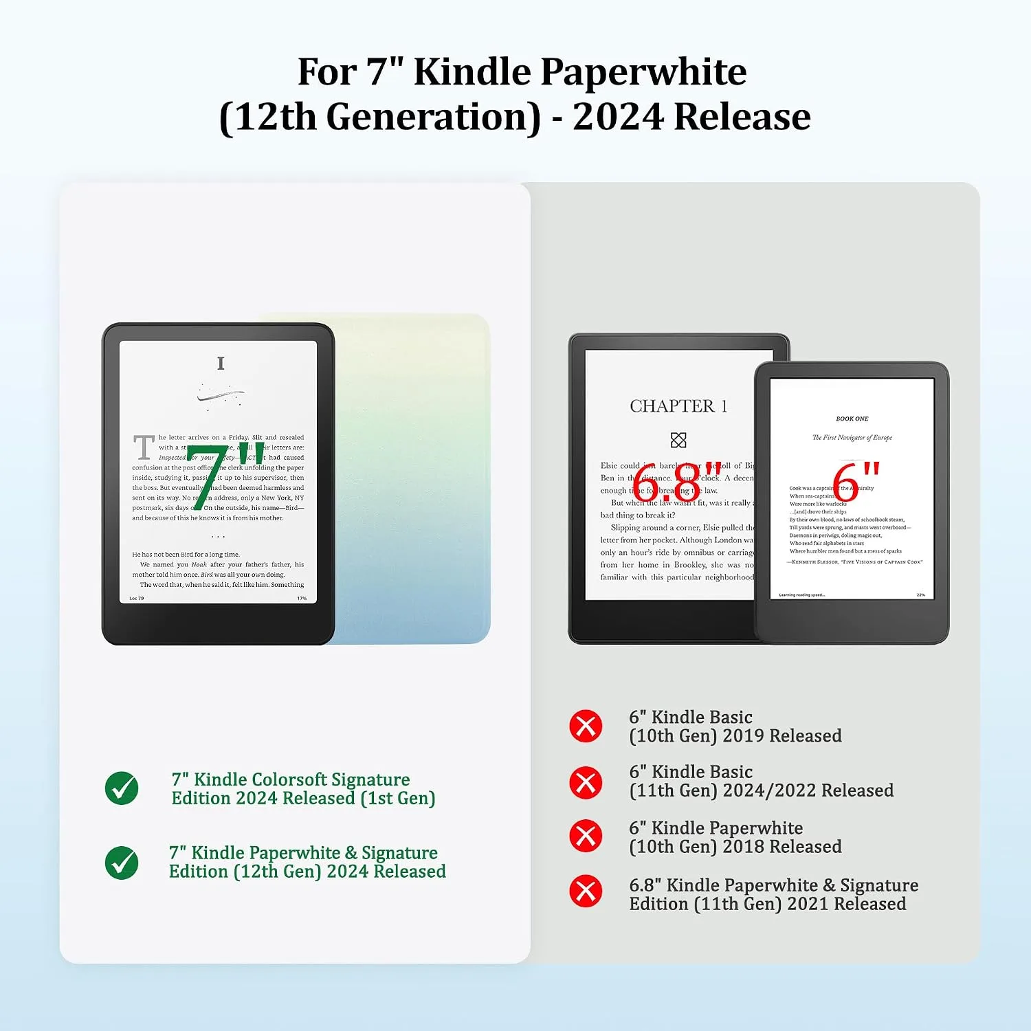 SESENSE Magnetic Case for 7'' Kindle Paperwhite 12th Gen 2024 & Colorsoft