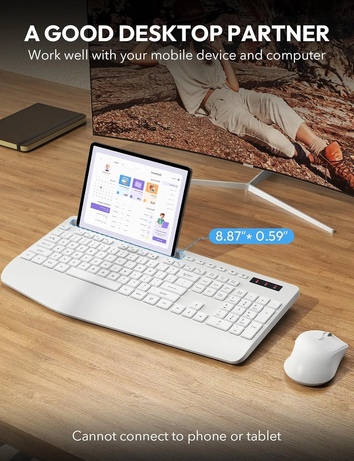 SABLUTE Wireless Keyboard and Mouse Combo, Full Size, Ergonomic Wrist Rest