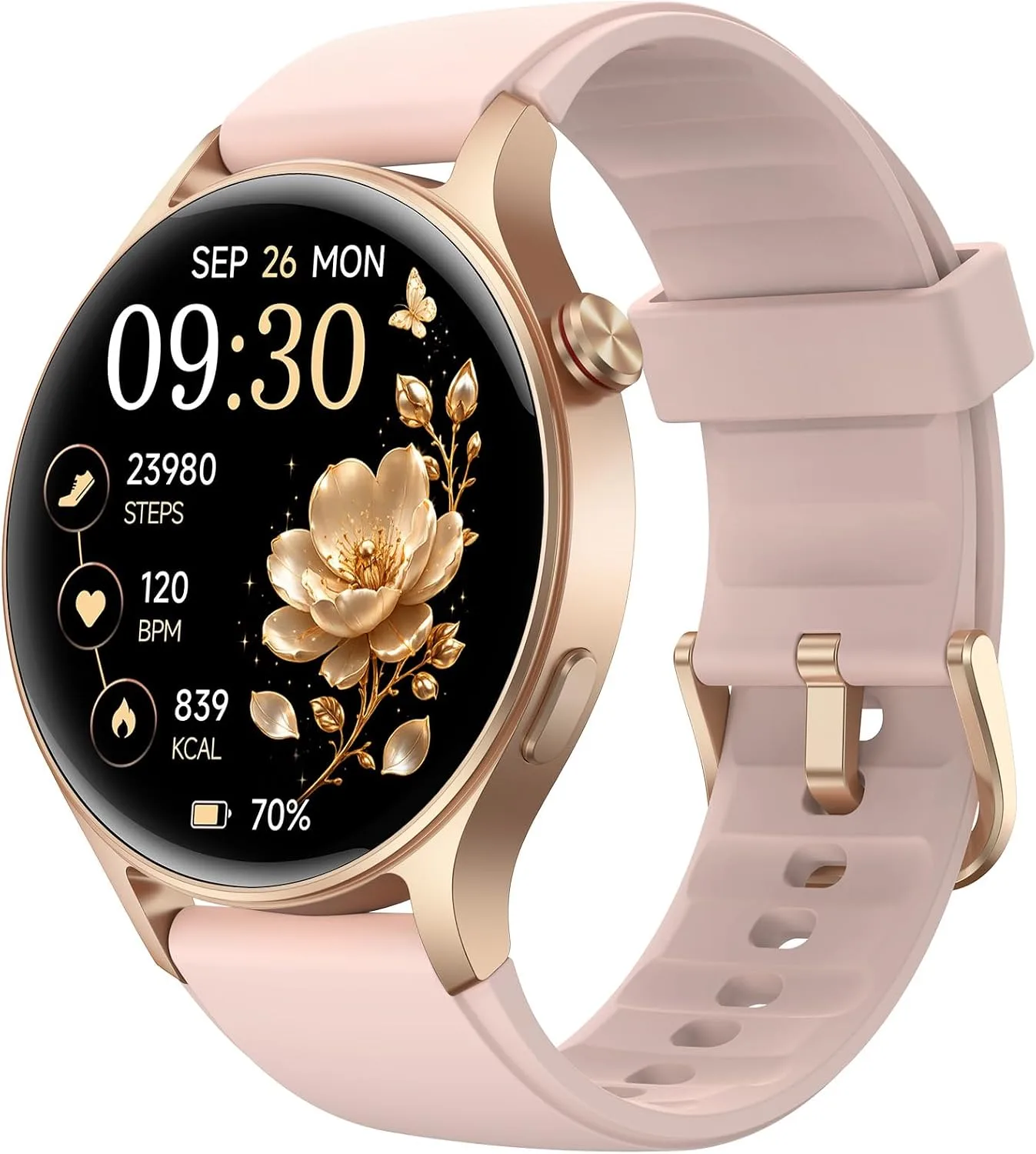 Fitpolo Smart Watch for Women, 1.32” AMOLED Stainless Steel Fitness Tracker