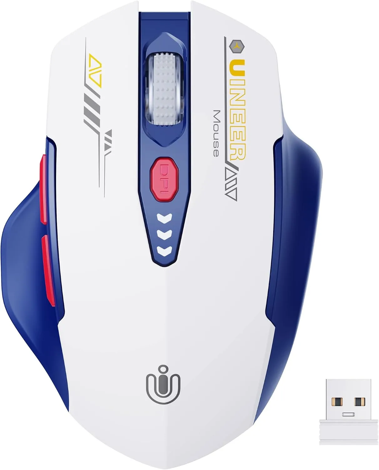 Mouse inalámbrico Uineer 2.4GHz recargable con indicador de batería