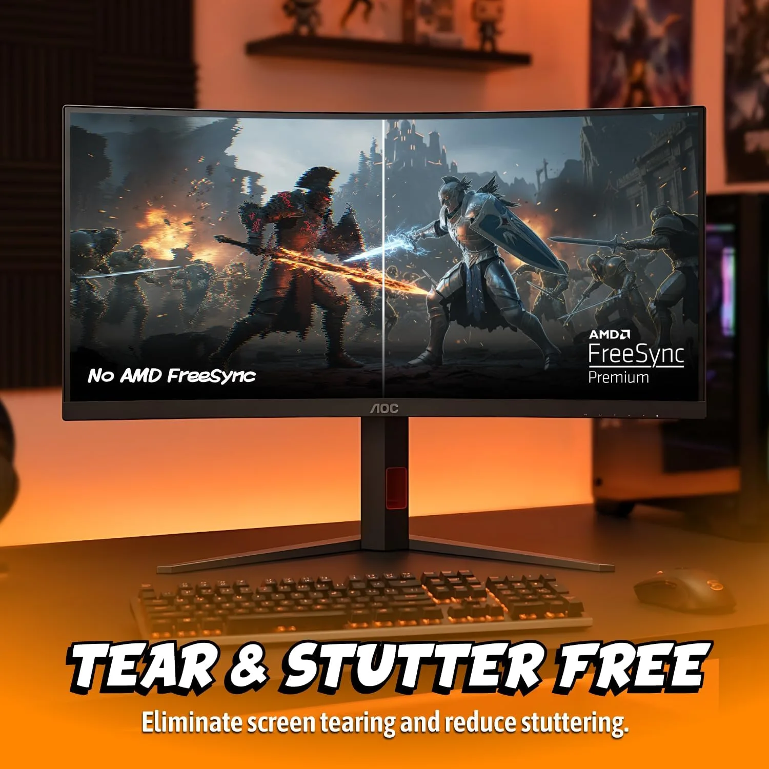 AOC 34" Curved Gaming Monitor UWQHD 240Hz VA AMD FreeSync Premium, CU34G4Z