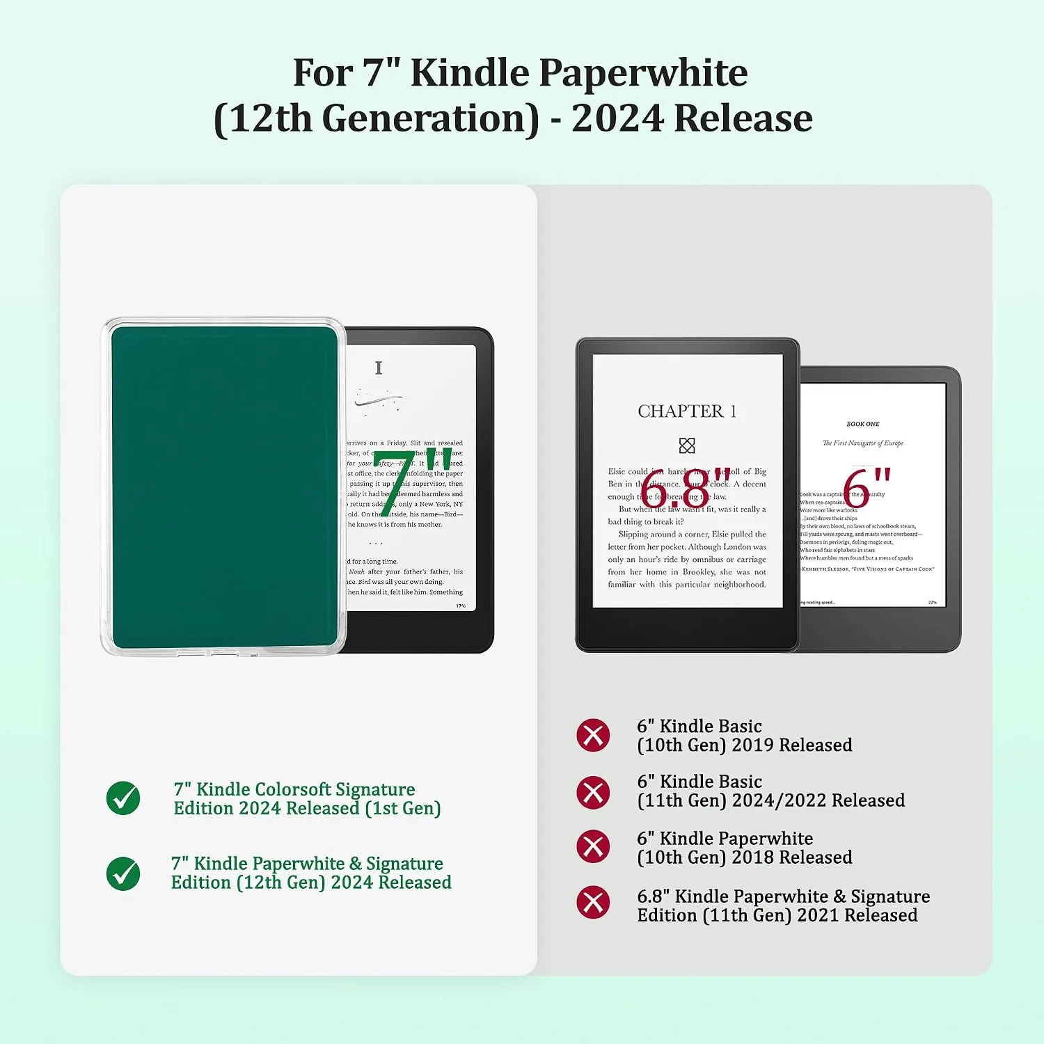 Back Panel Case for 7'' Kindle Paperwhite 12th Gen & Colorsoft