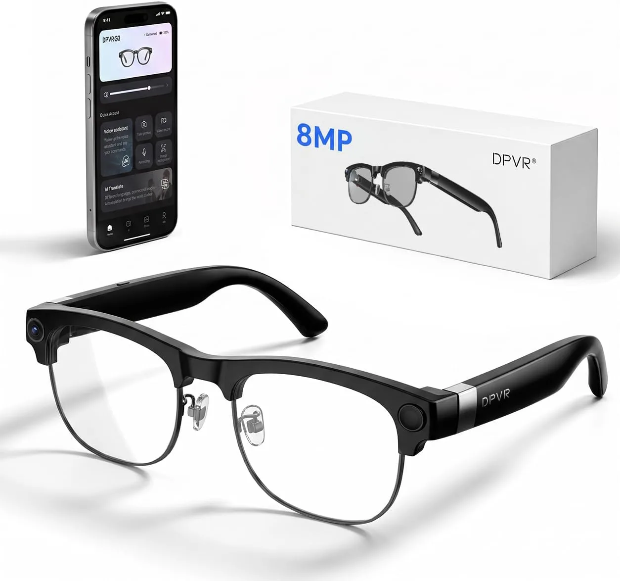 G3 AI Smart Glasses with Camera and Bluetooth, 8MP Video Recording Glasses