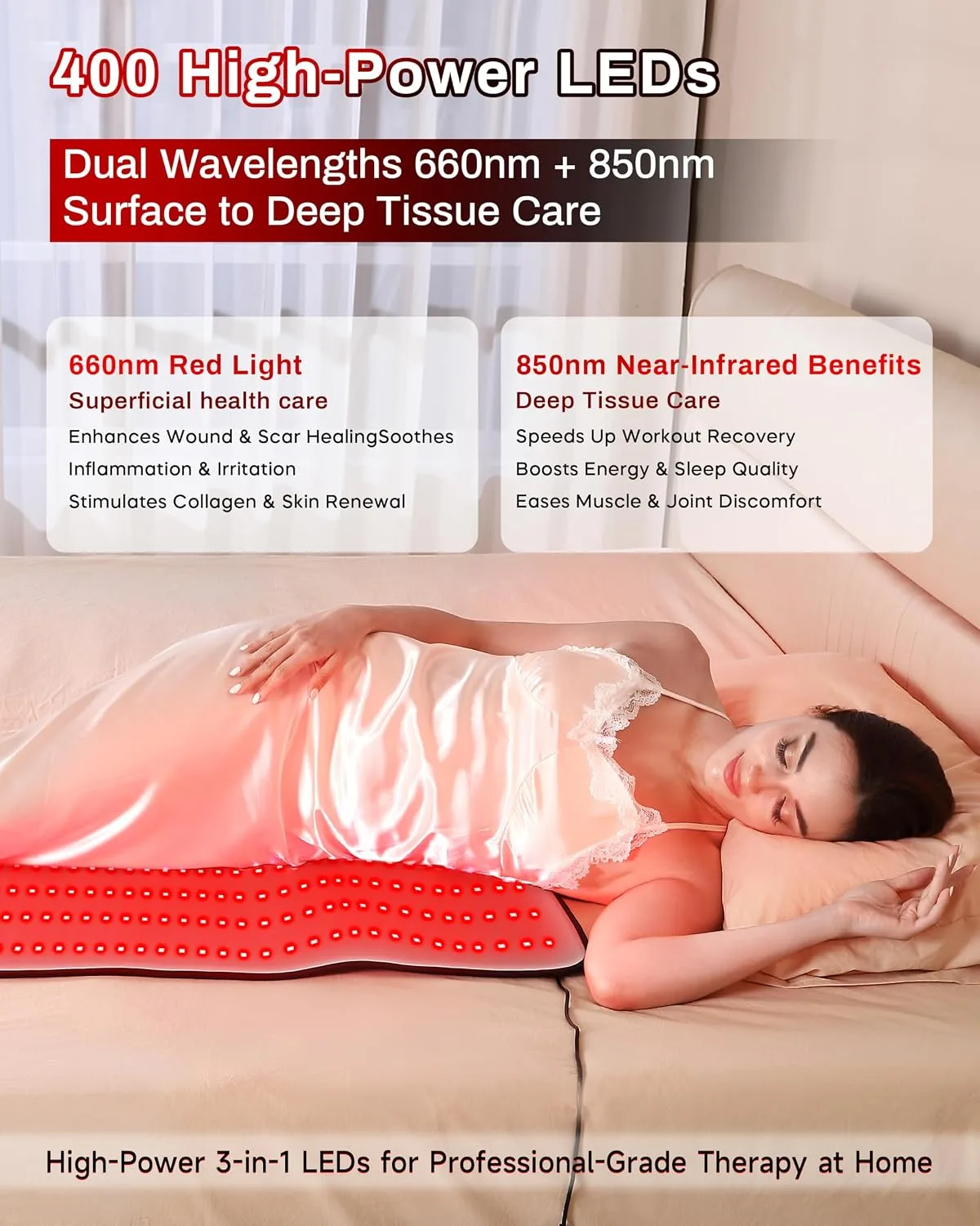 Medical Grade Red Light Therapy Mat for Body, FSA&HSA, 38" × 23.6"