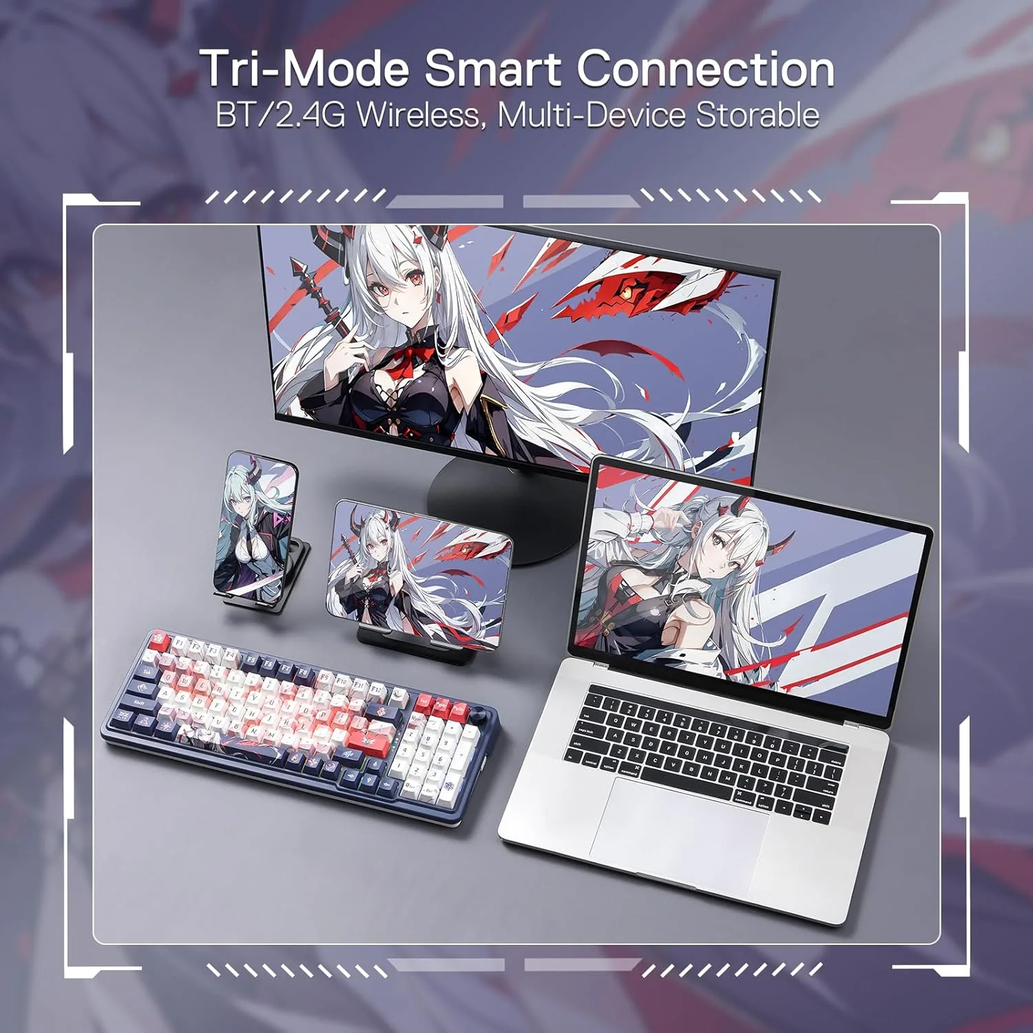 Redragon K686 PRO Wireless RGB Gasket Gaming Keyboard, Dye-Sub Anime Keycap
