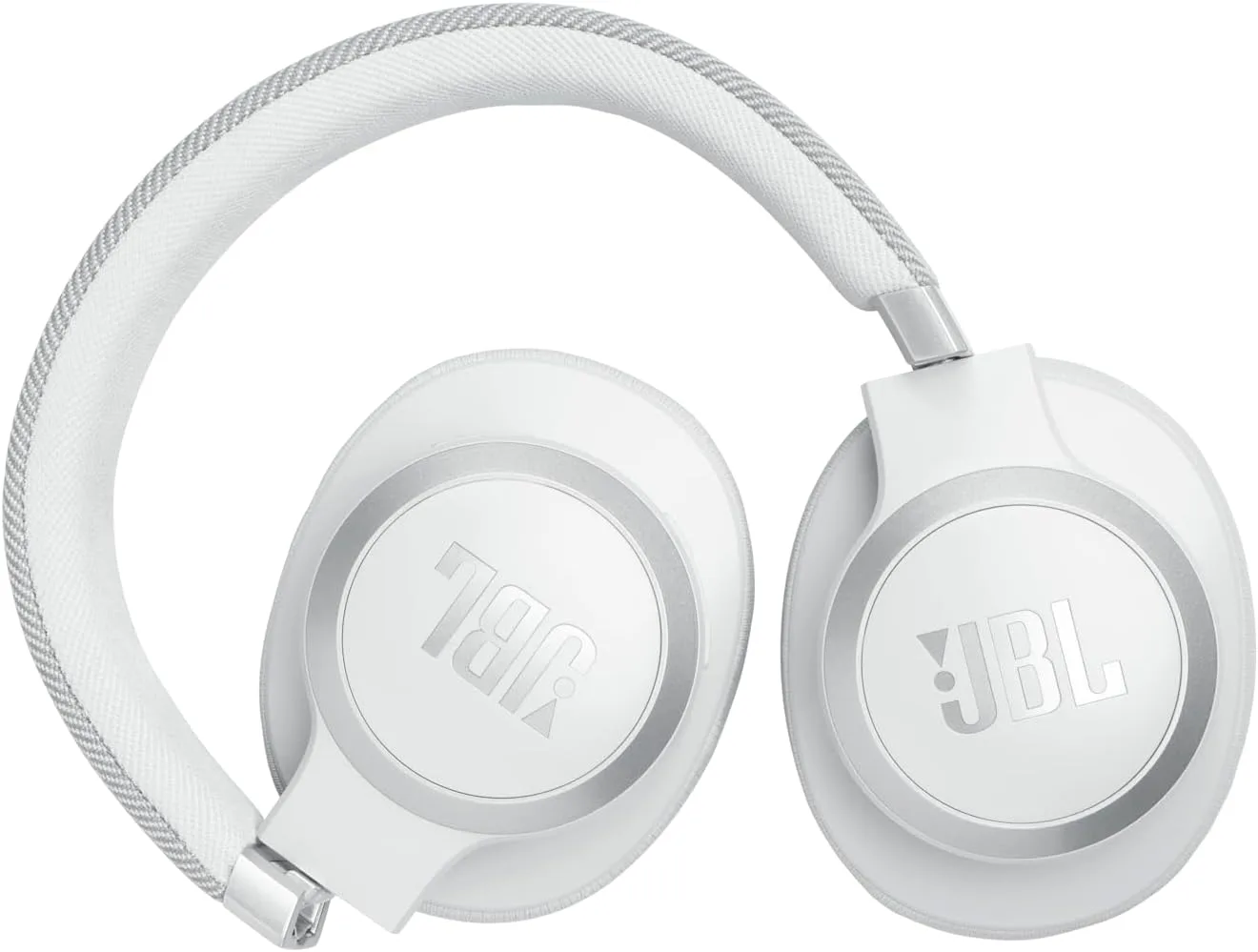 JBL Live 770NC - Wireless Over-Ear Headphones with True Adaptive Noise Cancelling with Smart Ambient, Up to 65 Hours of Battery Life, Comfort-fit Fabric Headband & Carrying Pouch (White)